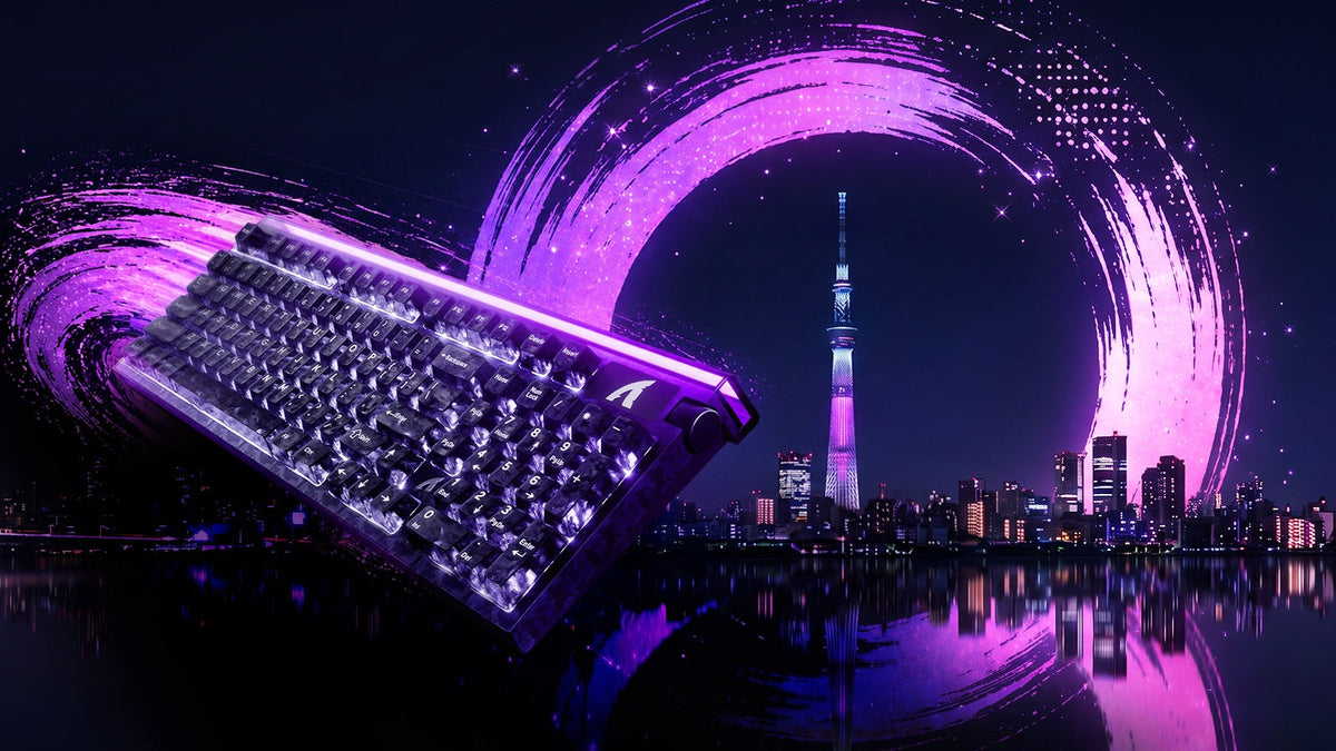 ATTACK SHARK keyboard with purple Tokyo skyline for TOKYO KEYBOARD EXPO 2026