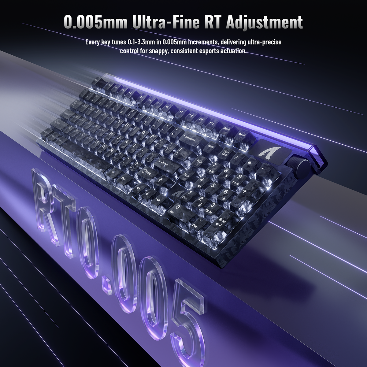 Teclado com fio ATTACK SHARK R98 HE Carbon Fiber, gatilho rápido, interruptor magnético, com cabo enrolado C01 Ultra RGB