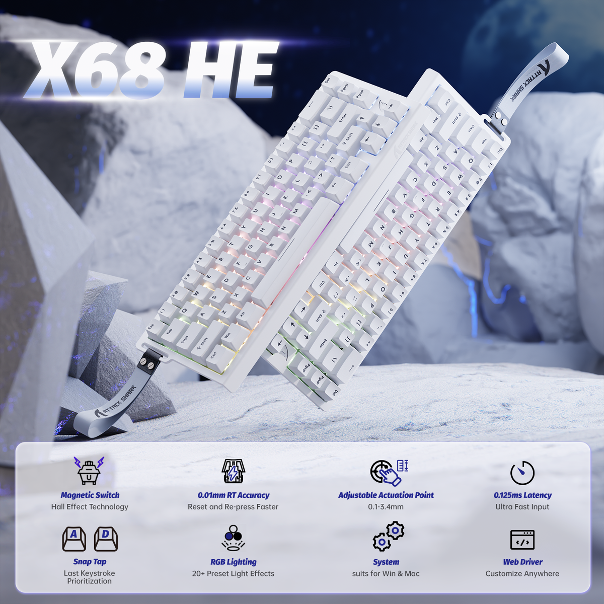 ATTACK SHARK X68 HE Teclado Rapid Trigger com Switch Magnético