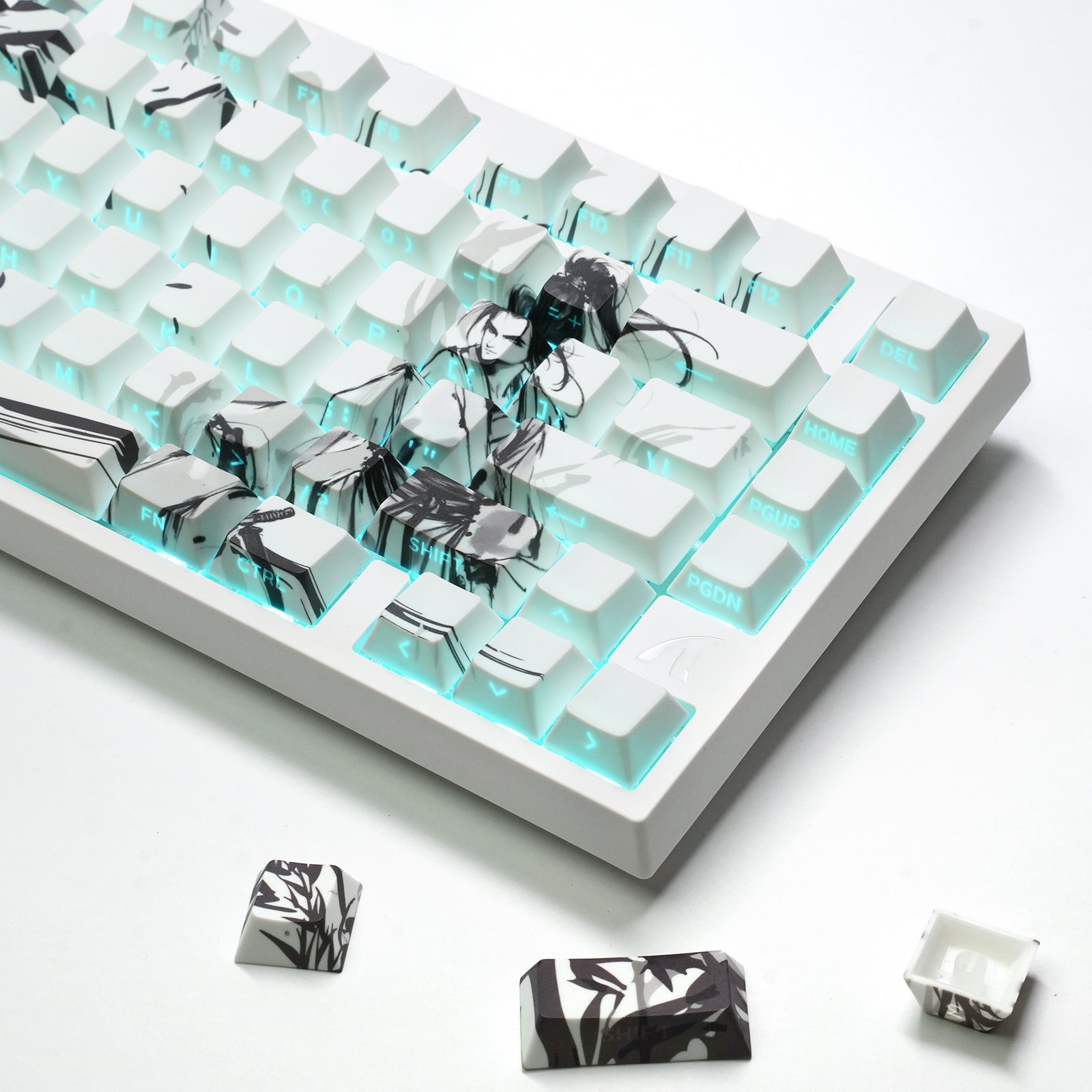 ATTACK SHARK SK02 129 teclas com keycaps PBT impressas na lateral, ANSI/ISO, Cavaleiro Errante