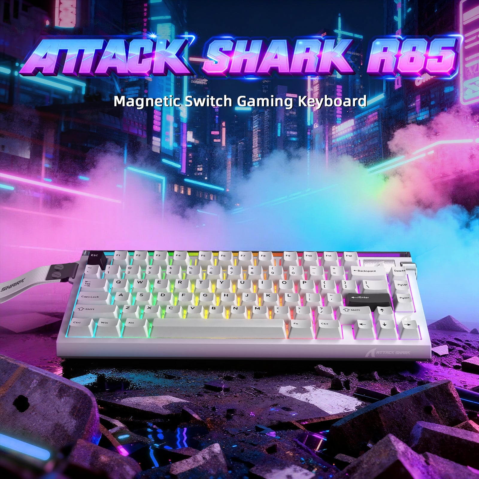 Teclado ATTACK SHARK R85 HE Rapid Trigger com Cabo LED C01ULTRA