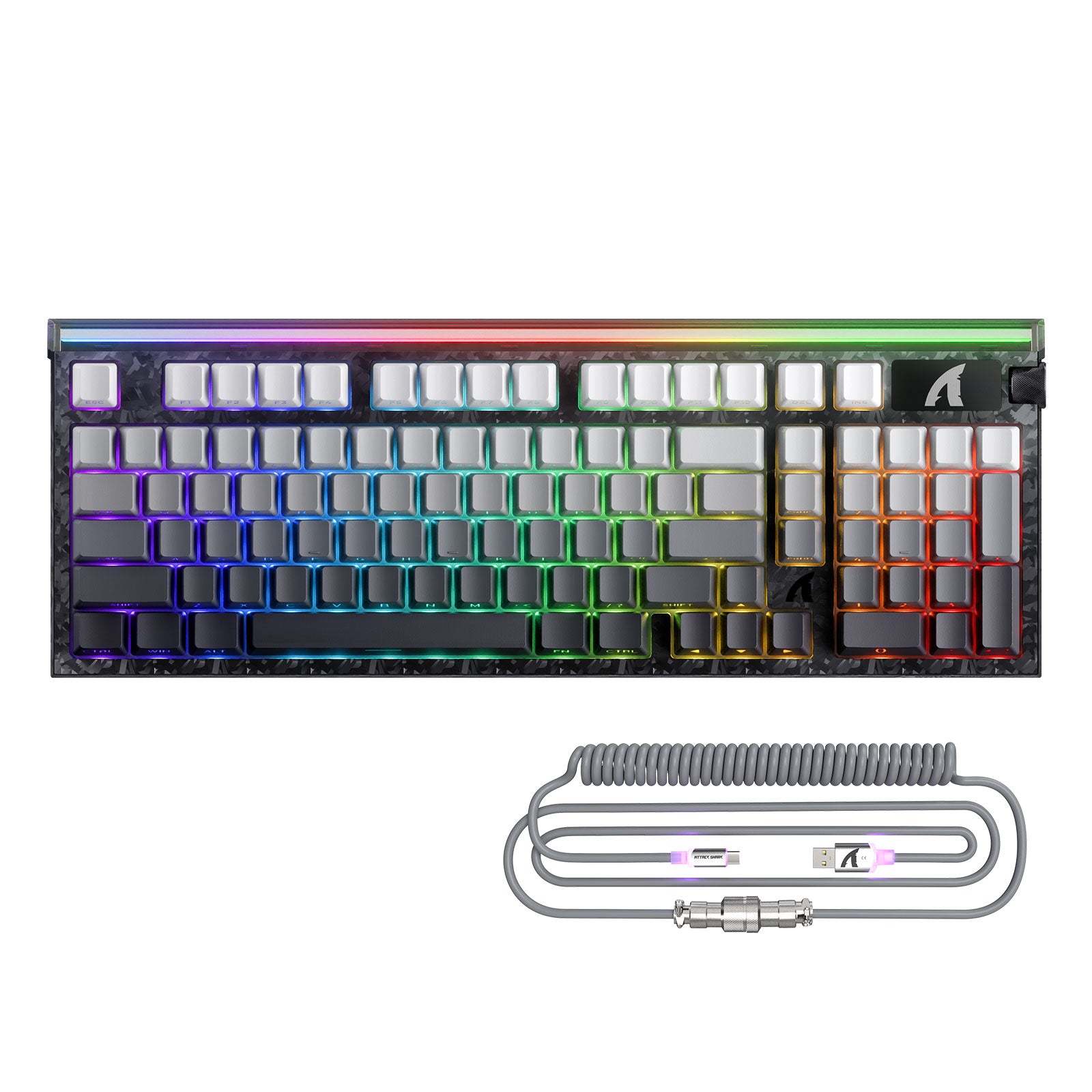Teclado com fio ATTACK SHARK R98 HE Carbon Fiber, gatilho rápido, interruptor magnético, com cabo enrolado C01 Ultra RGB