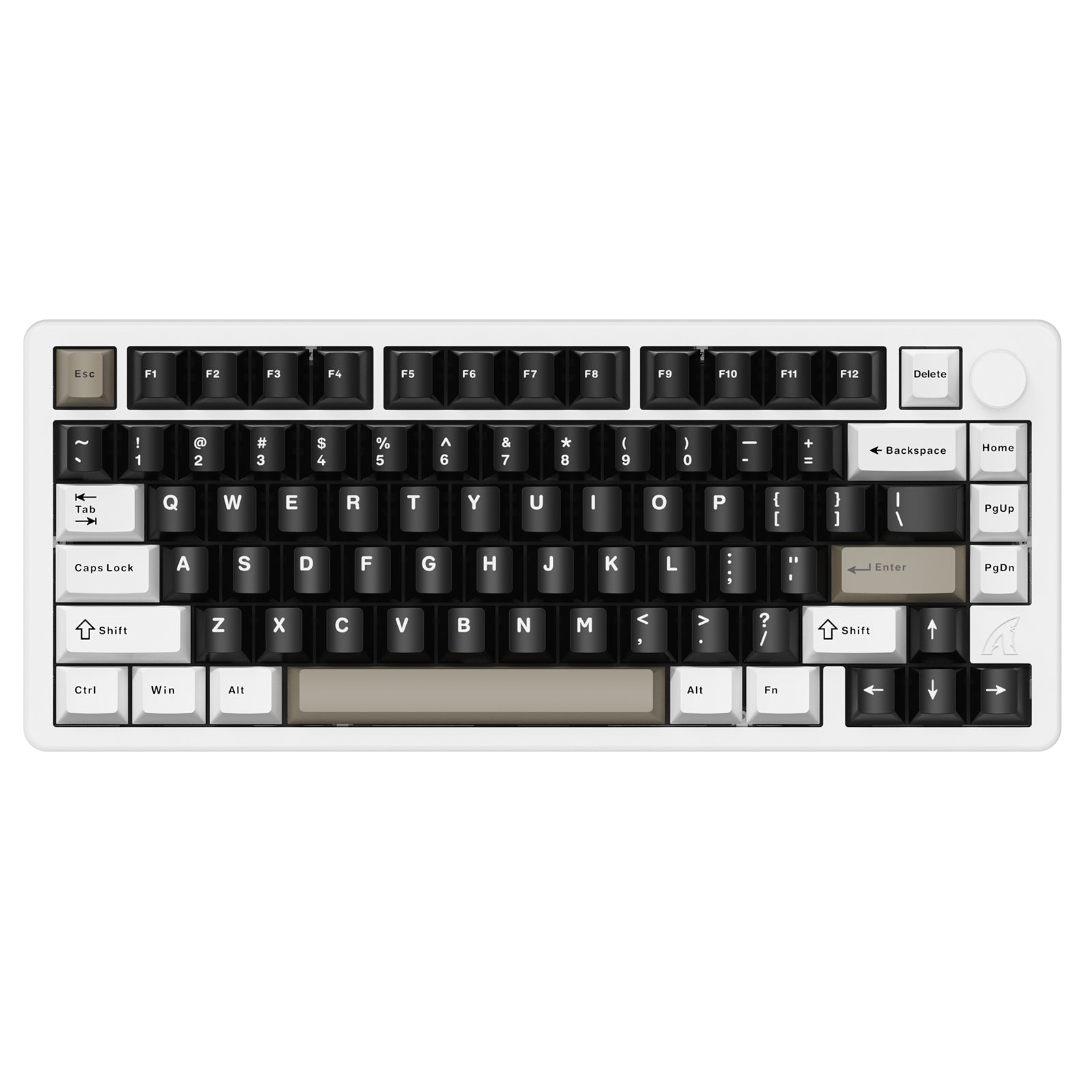 ATTACK SHARK X86 Full Aluminum Keyboard, white and black keycaps with gray accents.