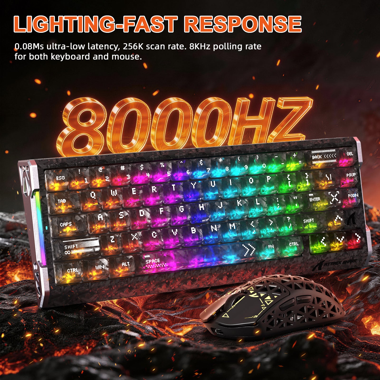 Pacote Gamer ATTACK SHARK R68 HE & R5 ULTRA Fibra de Carbono
