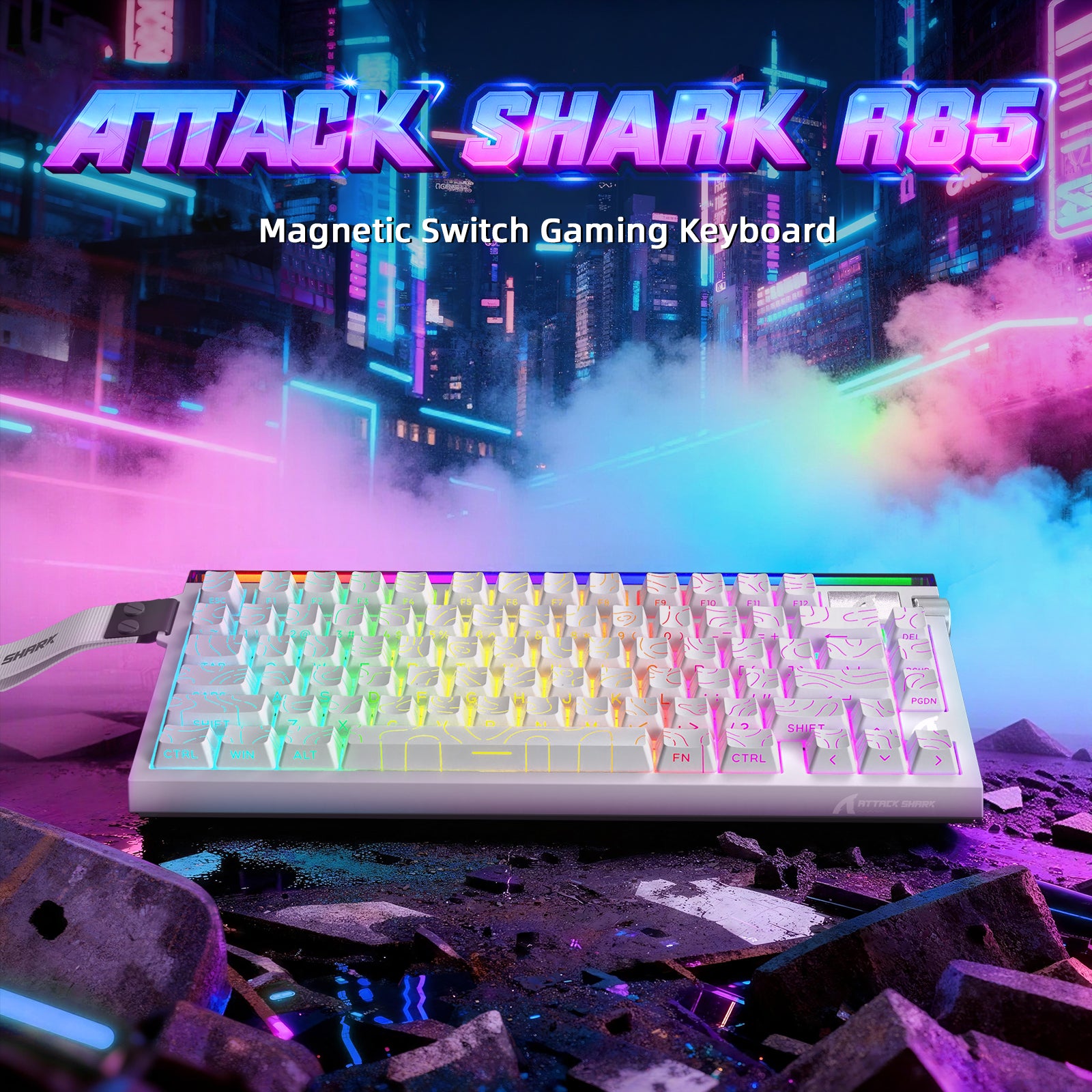 Teclado ATTACK SHARK R85 HE Rapid Trigger com Cabo LED C01ULTRA