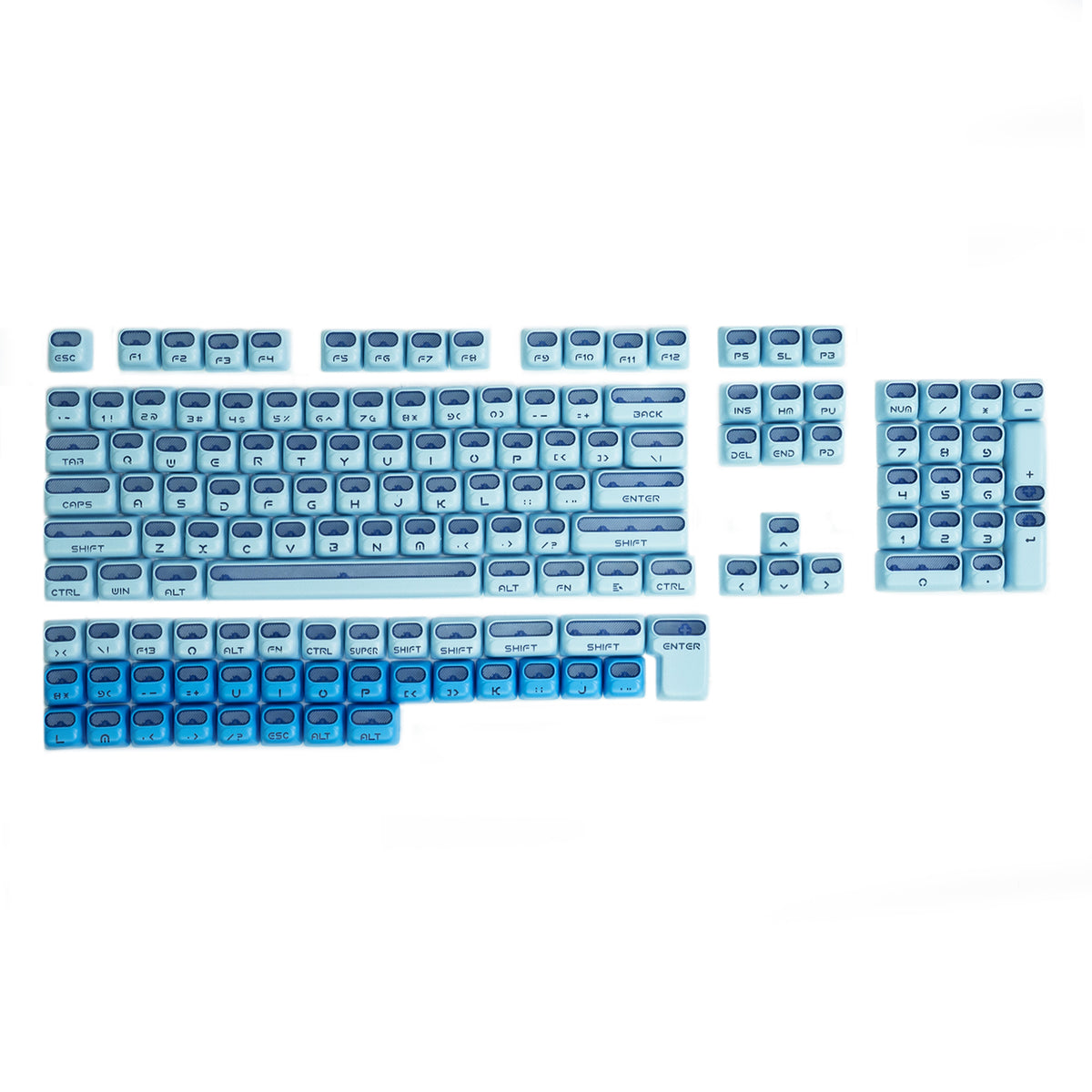 ATTACK SHARK SK07, 131 teclas, keycaps Prism com iluminação transparente, ANSI, branco