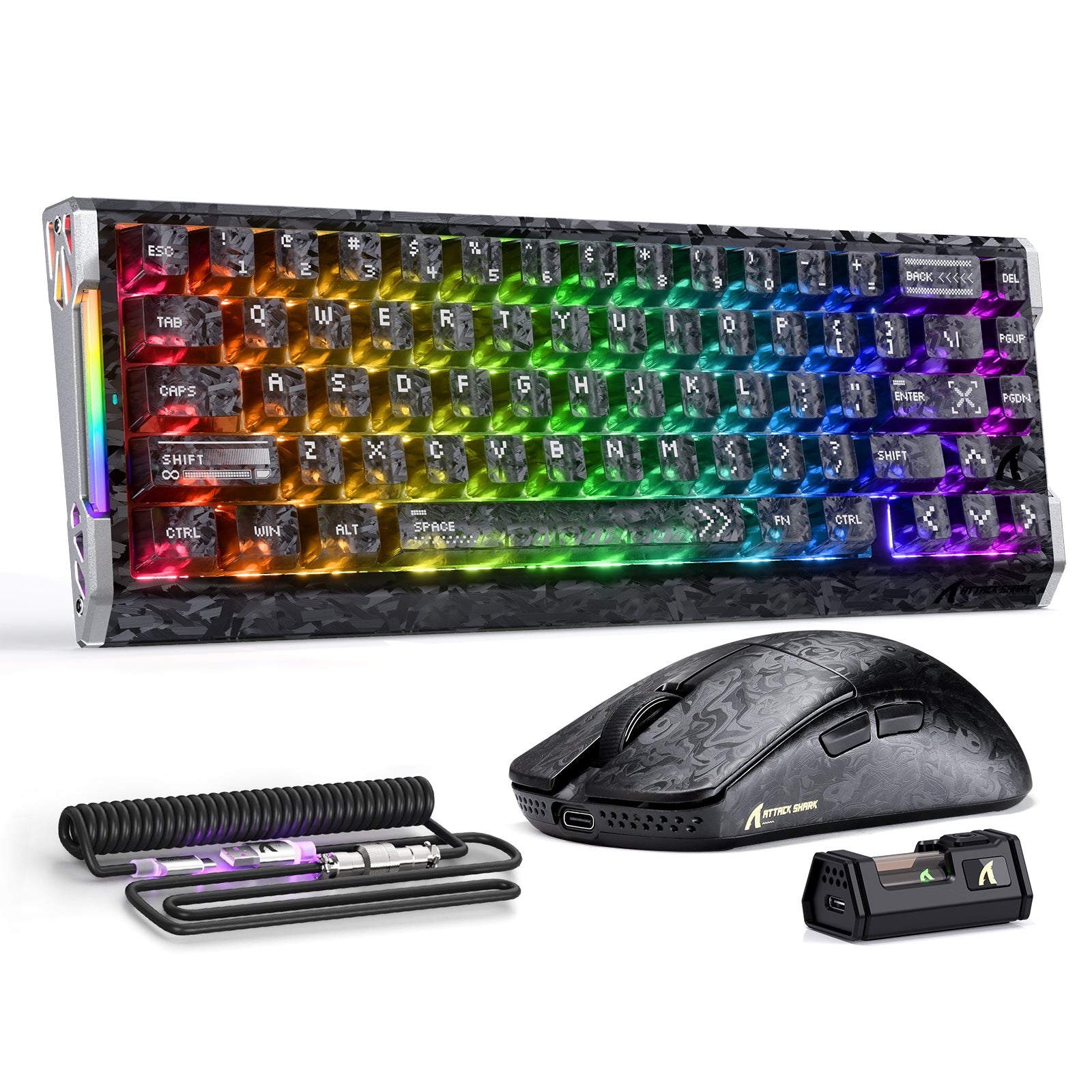 Pacote de Jogos ATTACK SHARK R68 HE & R11 ULTRA em Fibra de Carbono com Cabo Enrolado C01 ULTRA