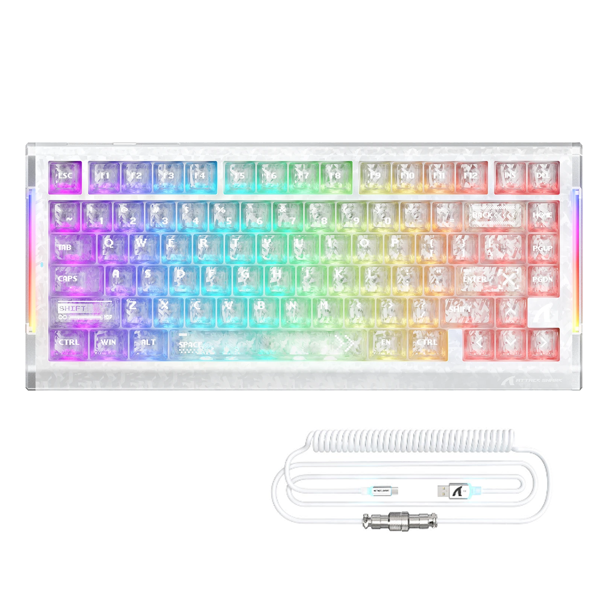 ATTACK SHARK R86 HE Teclado gamer com interruptor magnético de acionamento rápido, fibra de carbono e fio, com cabo espiralado RGB C01 ULTRA