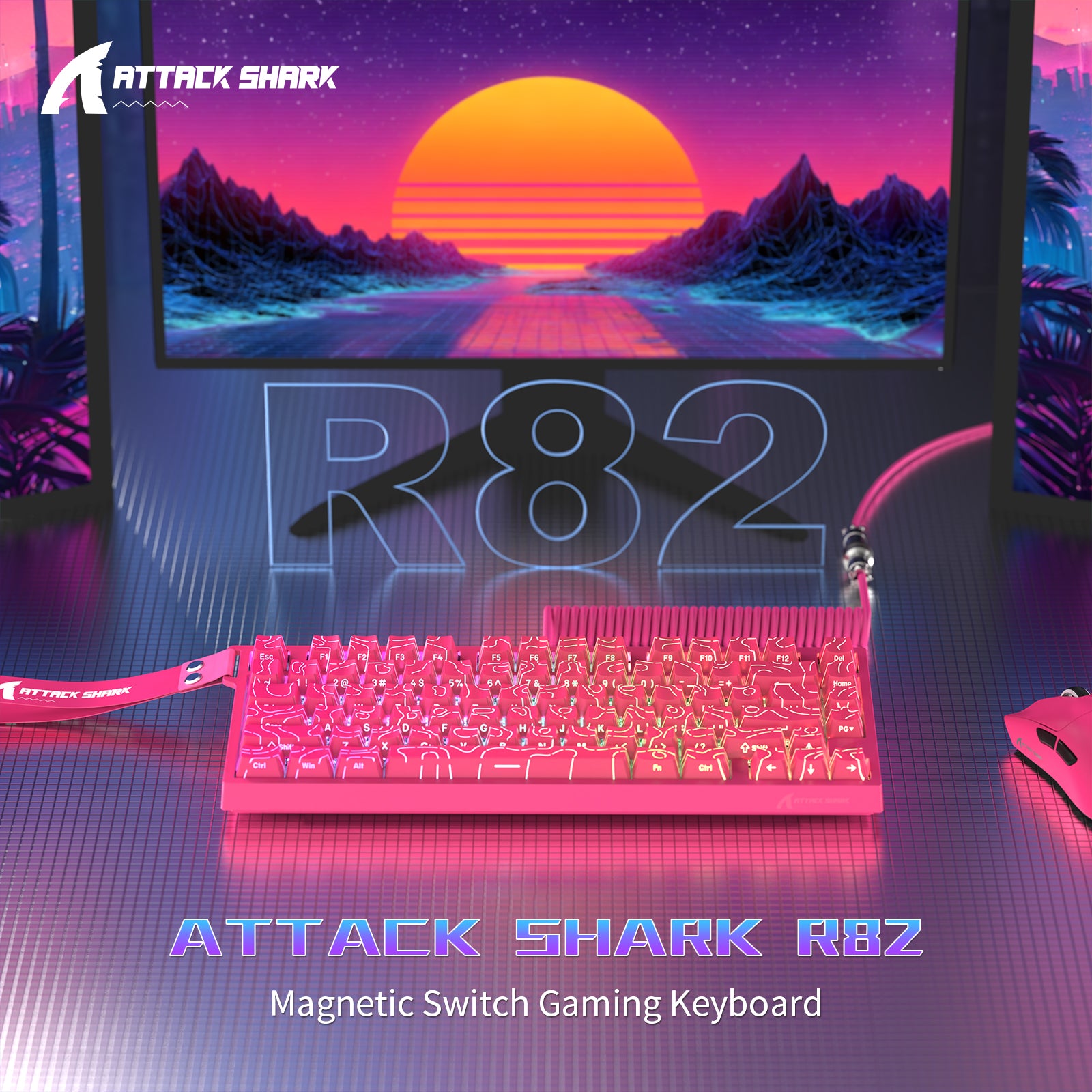 Teclado Gamer com Fio ATTACK SHARK R82 HE 75% com Cabo LED C01ULTRA