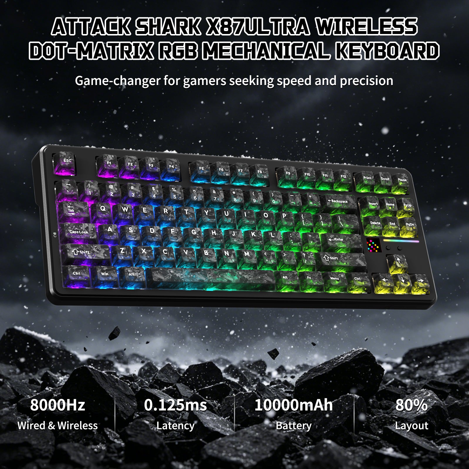 Teclado Mecânico Sem Fio ATTACK SHARK X87 ULTRA com Receptor Sem Fio 8K