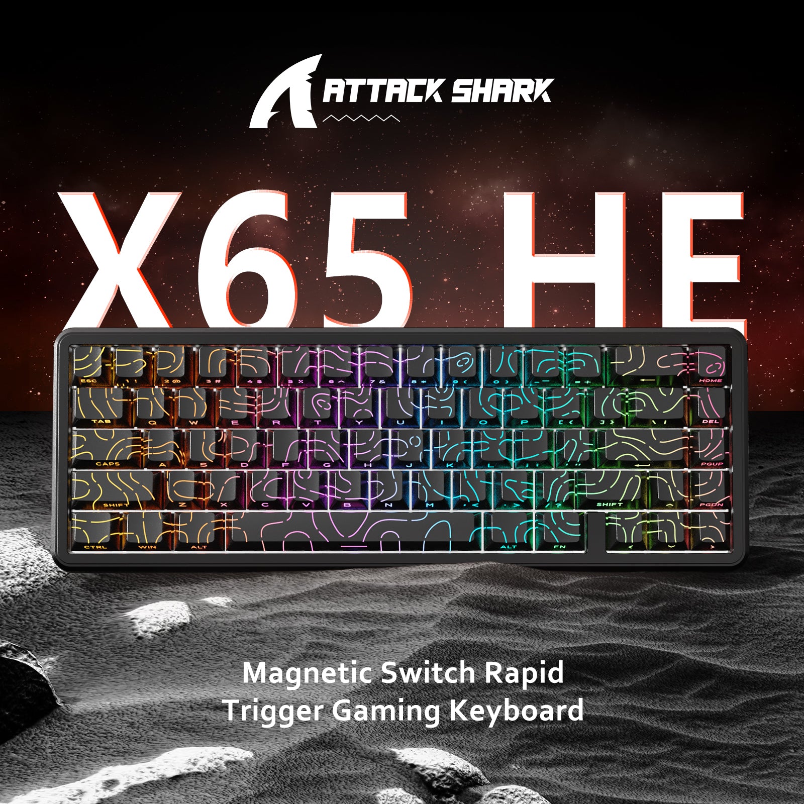 Teclado ATTACK SHARK X65 HE com chave magnética de disparo rápido