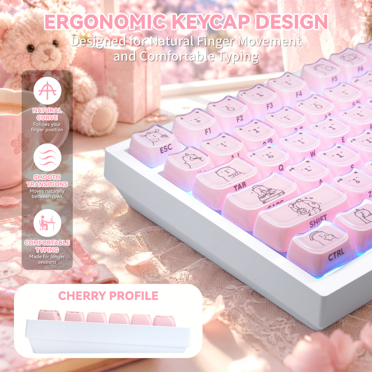 ATTACK SHARK SK05 118/119 teclas, keycaps de PBT, MOA, ANSI