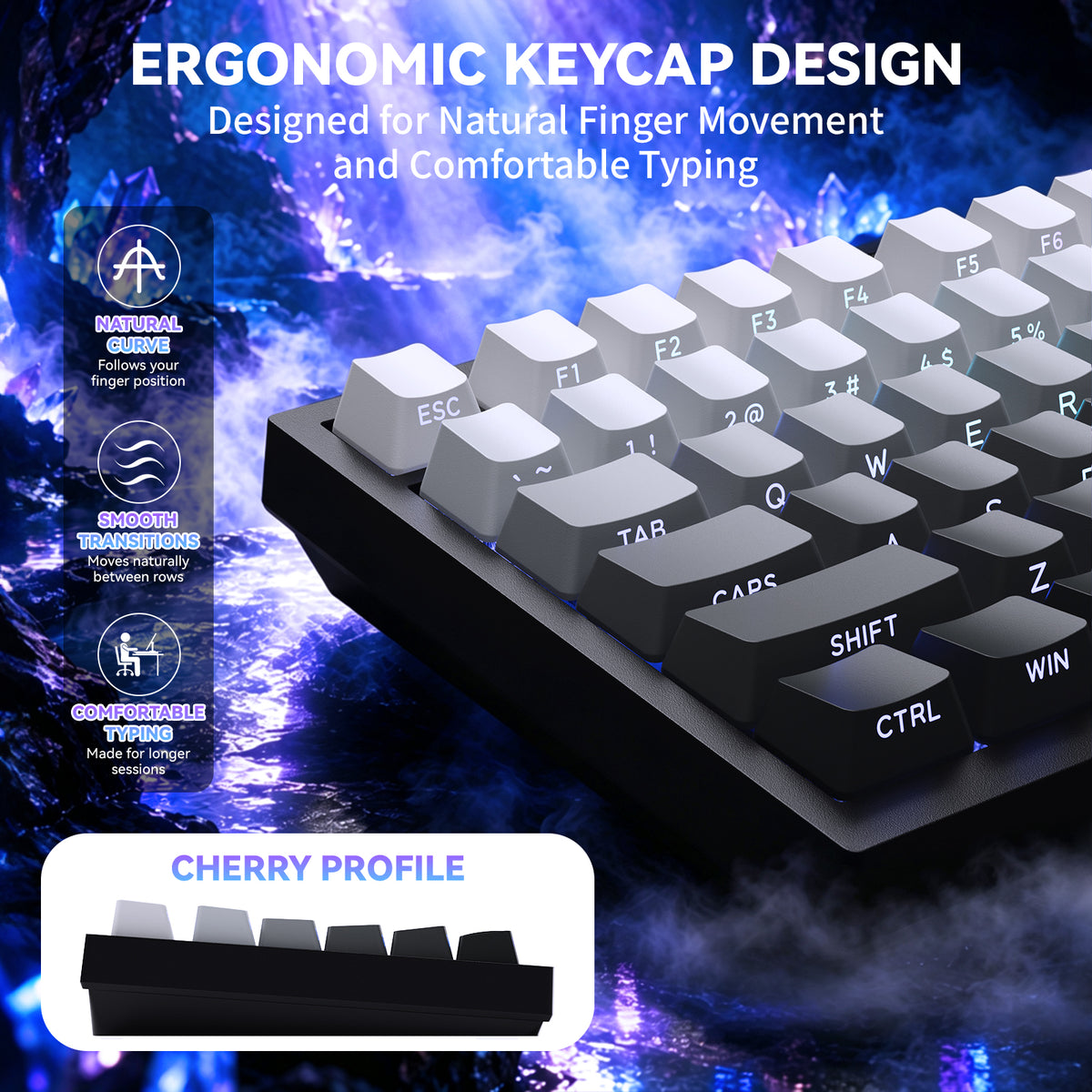 ATTACK SHARK SK06, 135 teclas, keycaps translúcidas com iluminação, ANSI/ISO