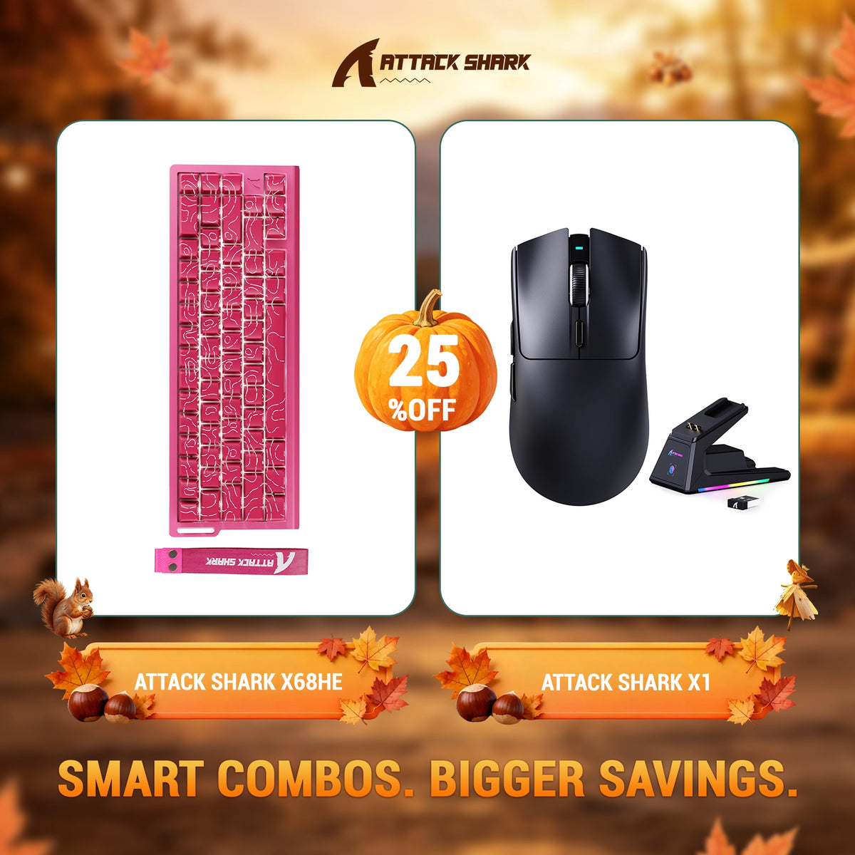 Kit ATTACK SHARK X68HE Teclado Rapid Trigger + Mouse Gamer Sem Fio X1