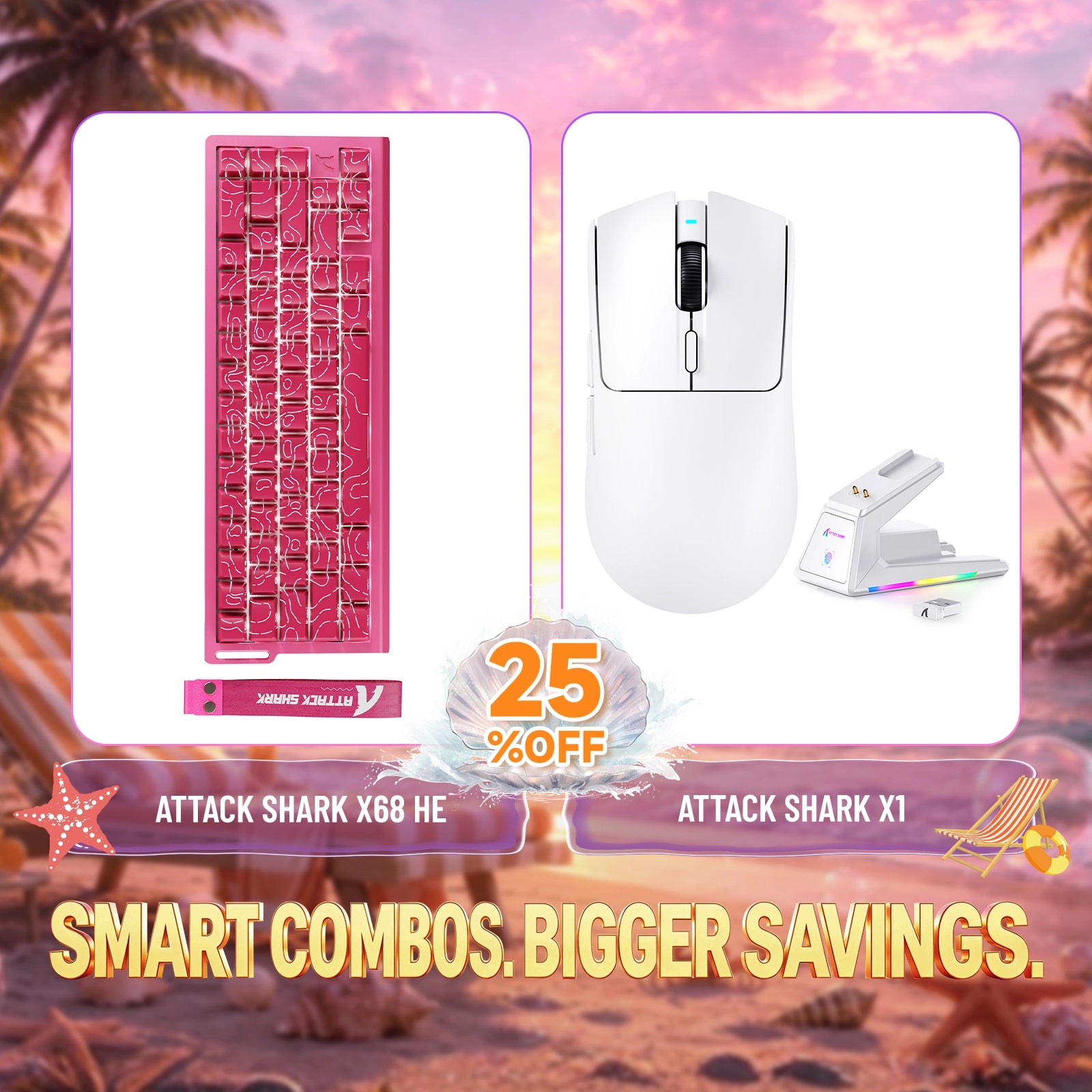 Kit ATTACK SHARK X68HE Teclado Rapid Trigger + Mouse Gamer Sem Fio X1