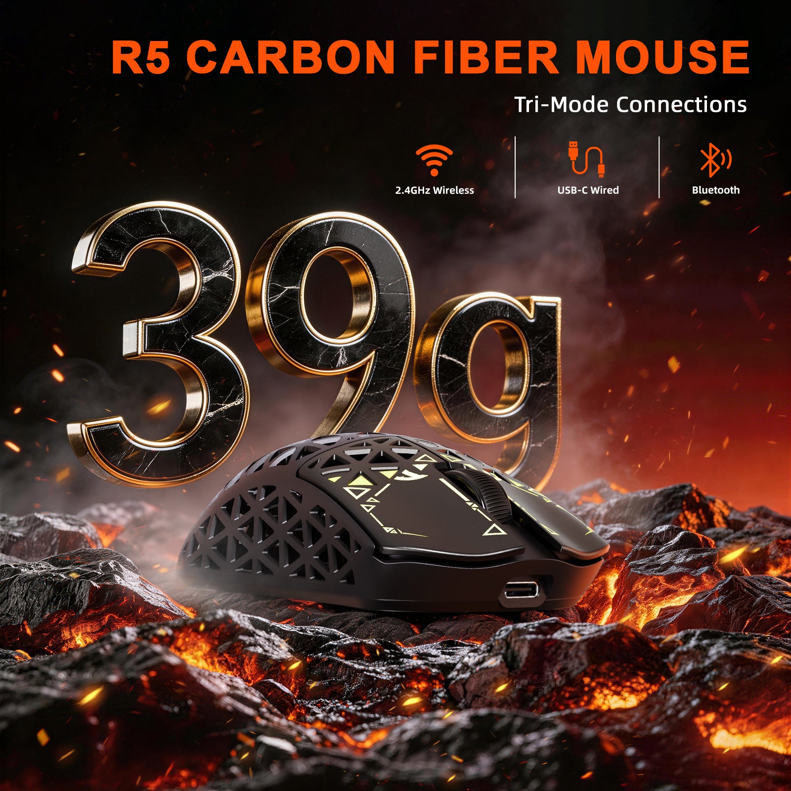 Pacote Gamer ATTACK SHARK R68 HE & R5 ULTRA Fibra de Carbono