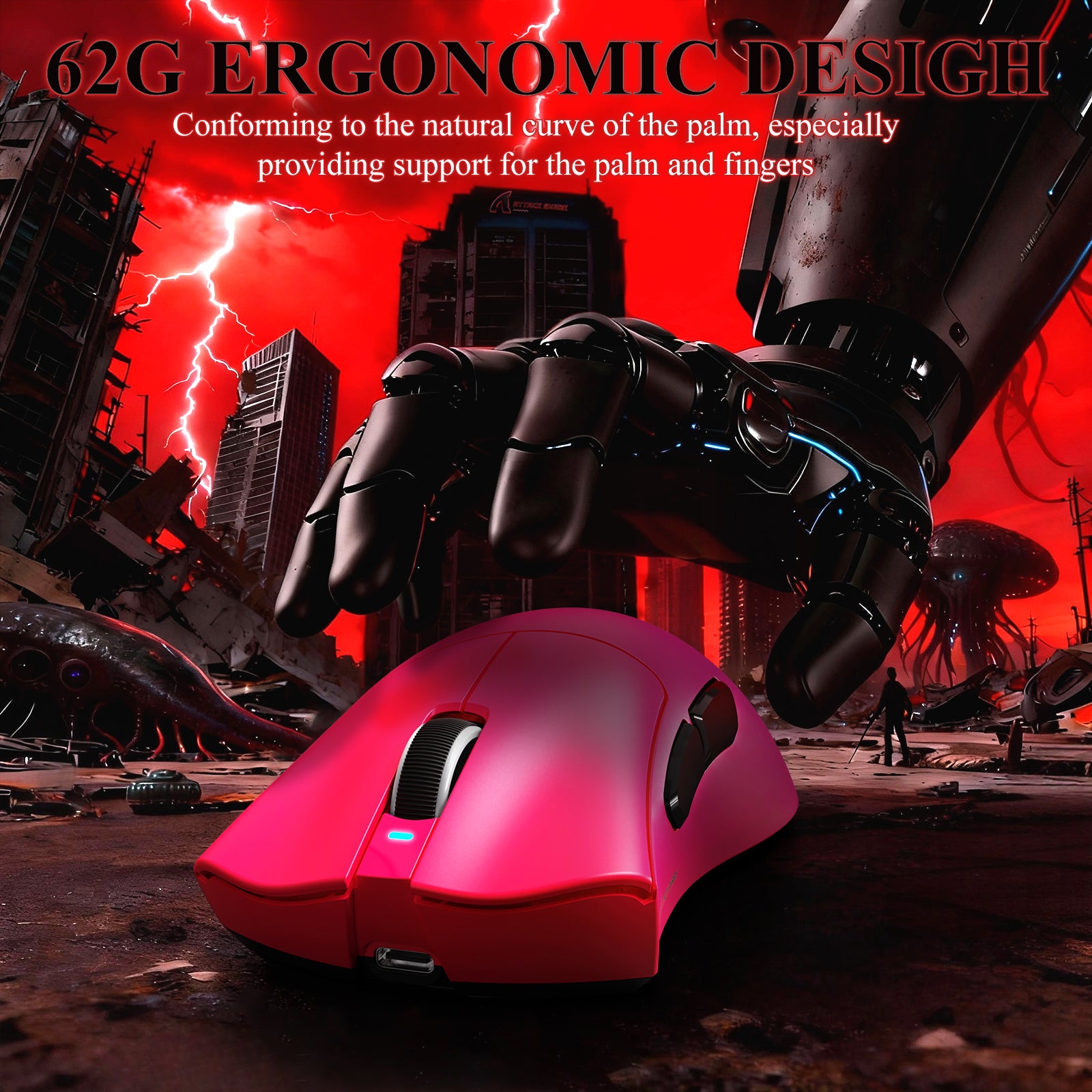Mouse Gamer Tri-modo Ultra-Leve ATTACK SHARK V3PRO com Dock de Carregamento