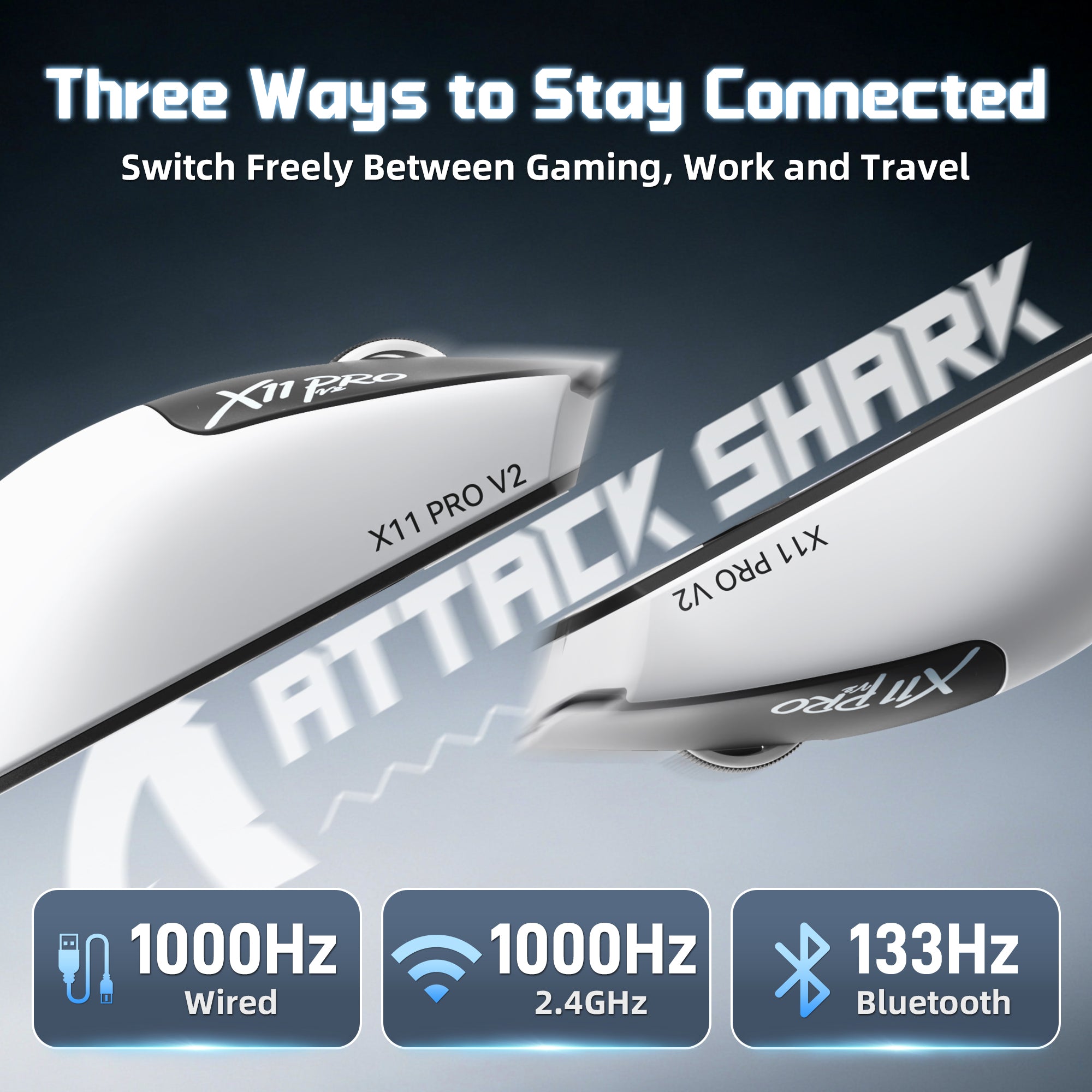 Mouse Gamer Sem Fio ATTACK SHARK X11 PRO V2 com Dock de Carregamento e Tela TFT