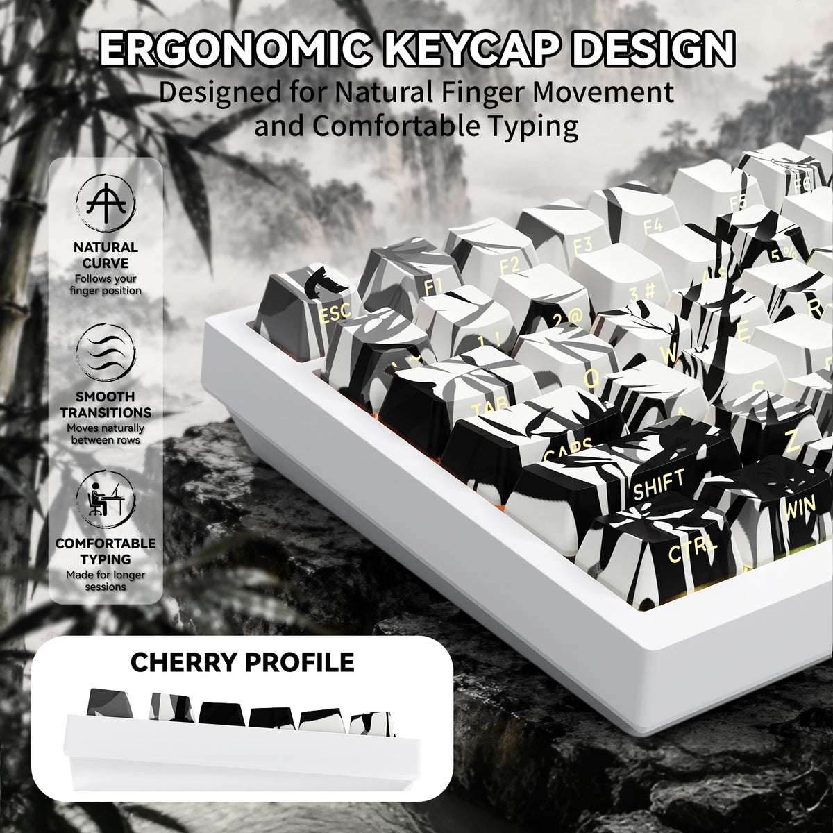 ATTACK SHARK SK02 129 teclas com keycaps PBT impressas na lateral, ANSI/ISO, Cavaleiro Errante