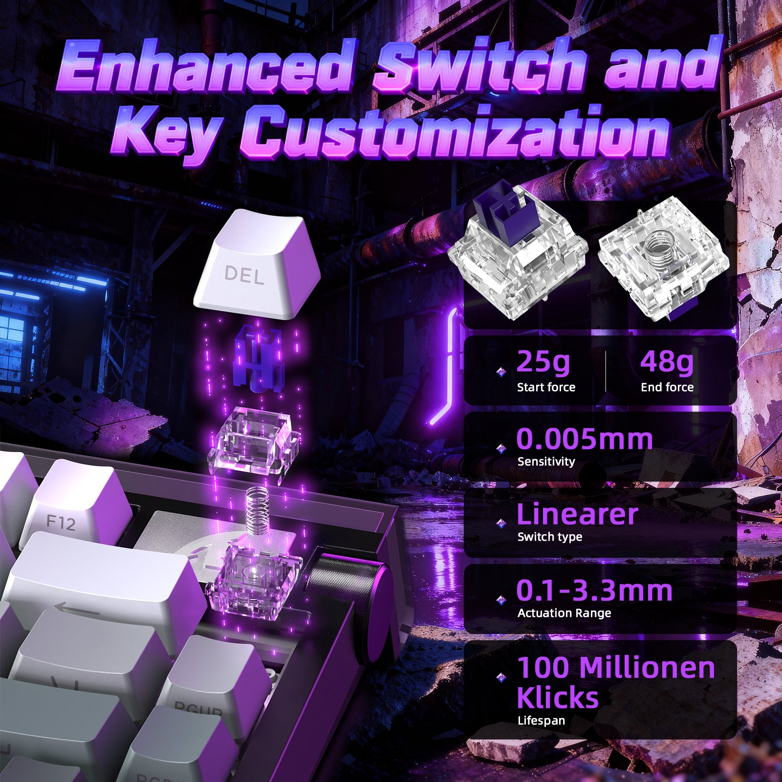 Teclado ATTACK SHARK R85 HE Rapid Trigger com Cabo LED C01ULTRA