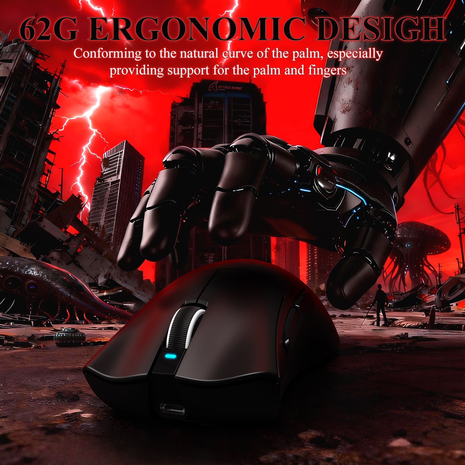 Mouse Gamer Tri-modo Ultra-Leve ATTACK SHARK V3PRO com Dock de Carregamento