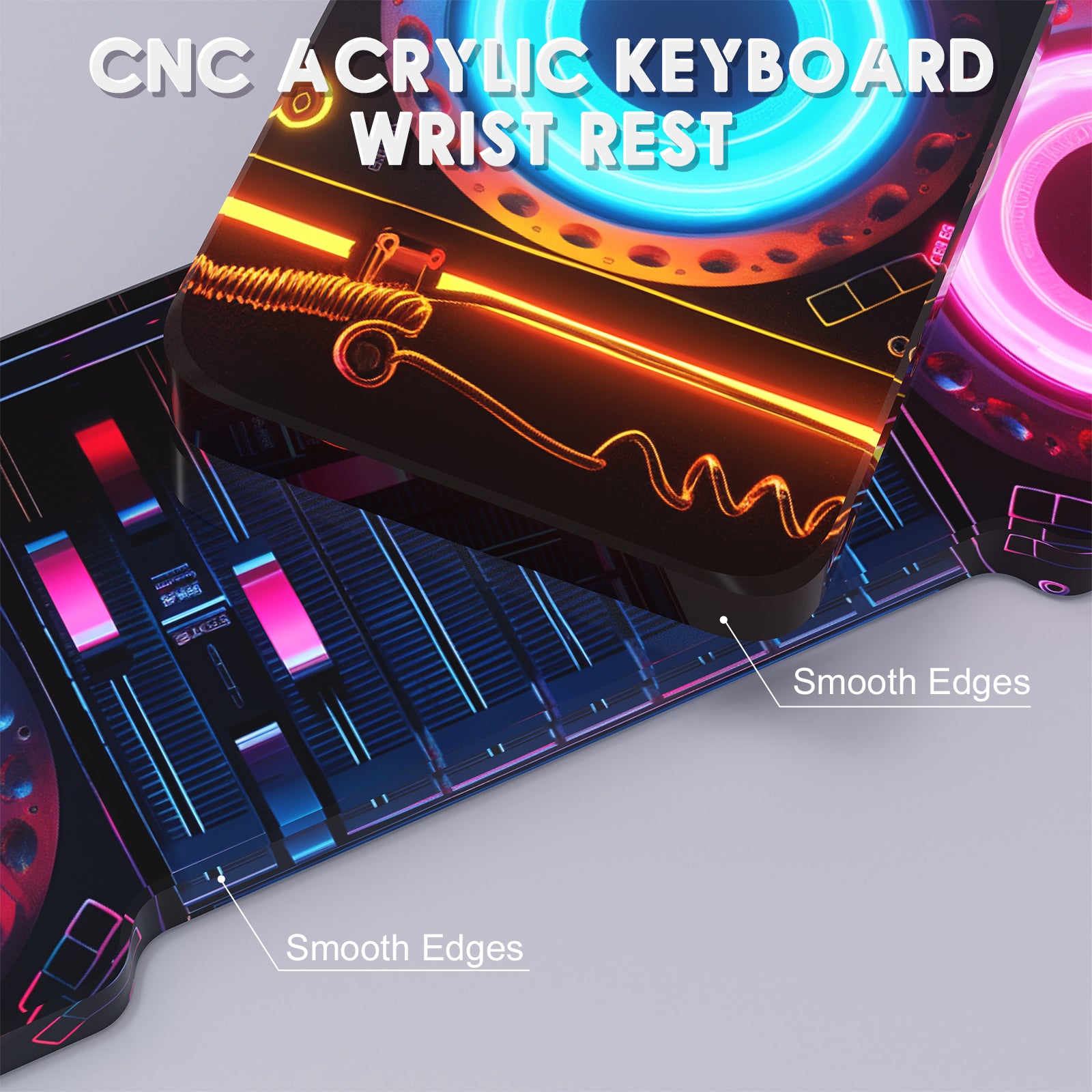 ATTACK SHARK acrylic keyboard wrist rest with cyberpunk design and smooth edges