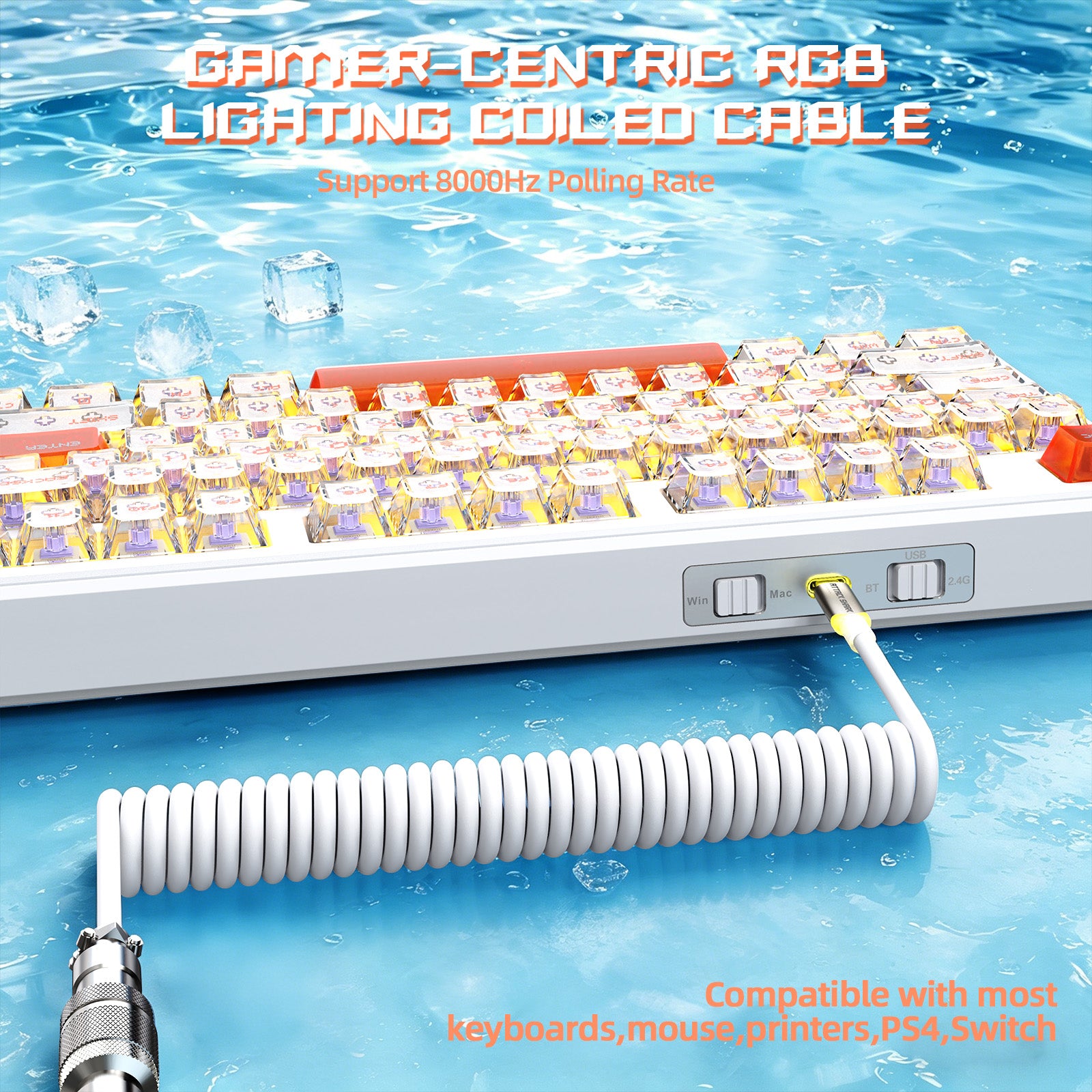 Teclado Gamer Sem Fio ATTACK SHARK X87 ULTRA com Receptor 8KHz e Cabo Enrolado RGB