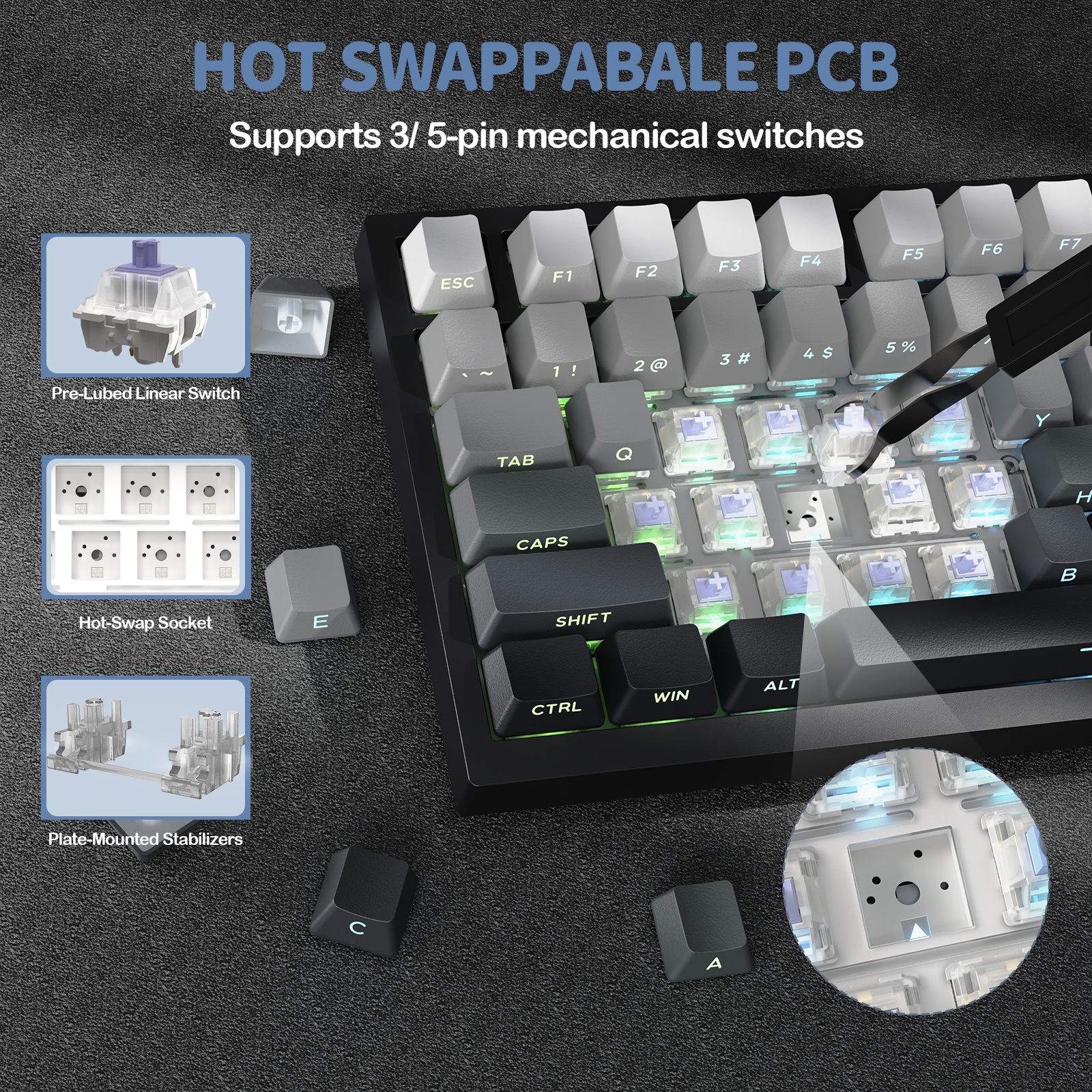 Teclado Mecânico Tri-modo ATTACK SHARK X820Ultra Gasket