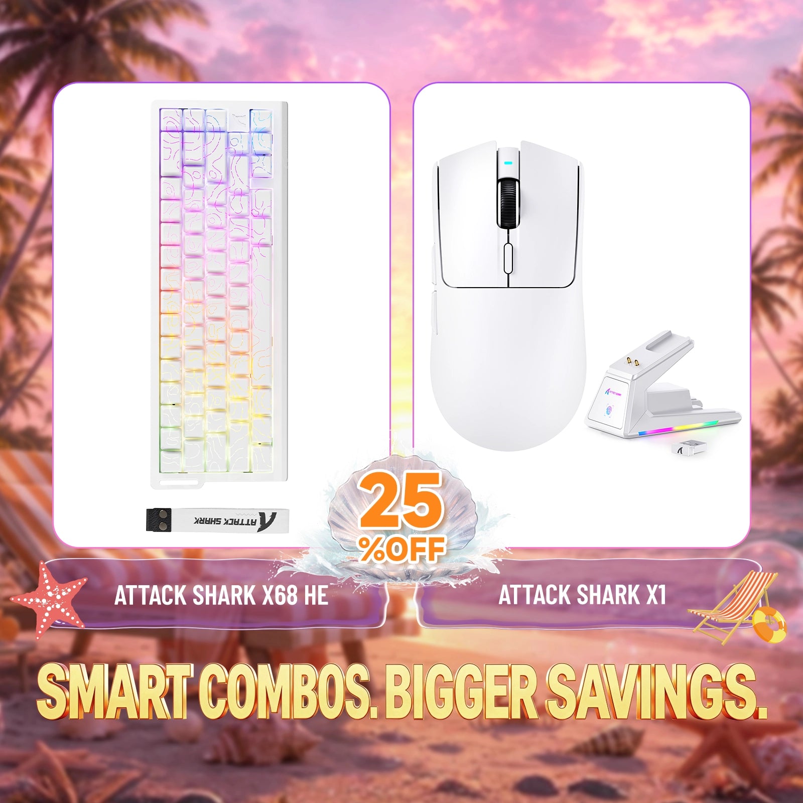 Kit ATTACK SHARK X68HE Teclado Rapid Trigger + Mouse Gamer Sem Fio X1