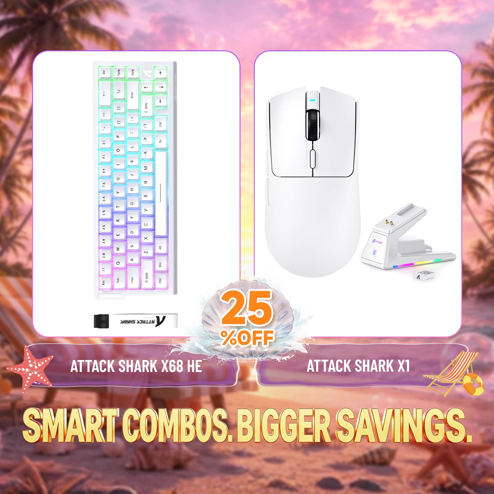 Kit ATTACK SHARK X68HE Teclado Rapid Trigger + Mouse Gamer Sem Fio X1
