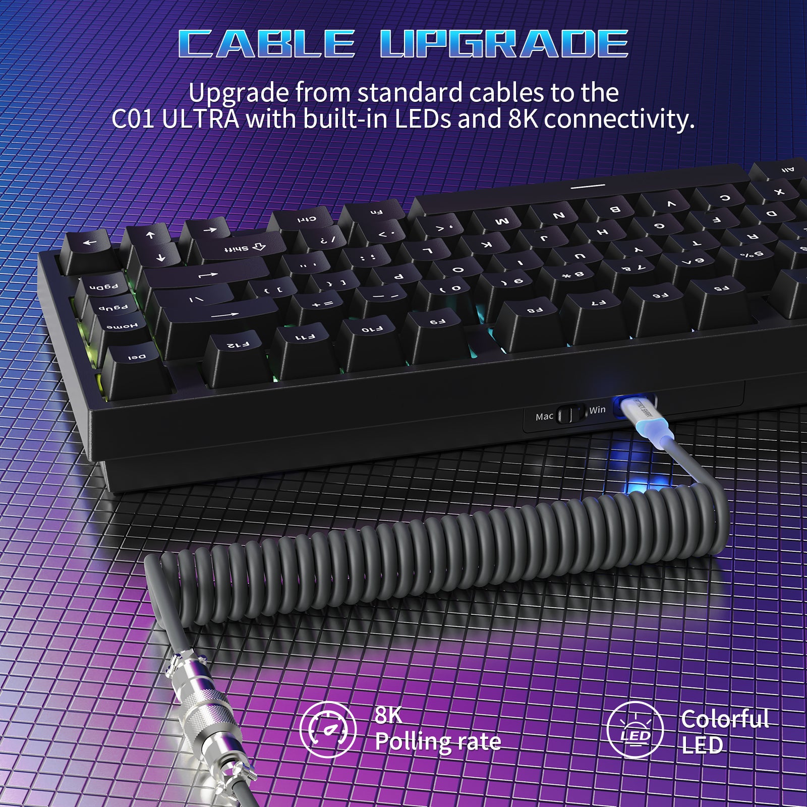 Teclado Gamer com Fio ATTACK SHARK R82 HE 75% com Cabo LED C01ULTRA