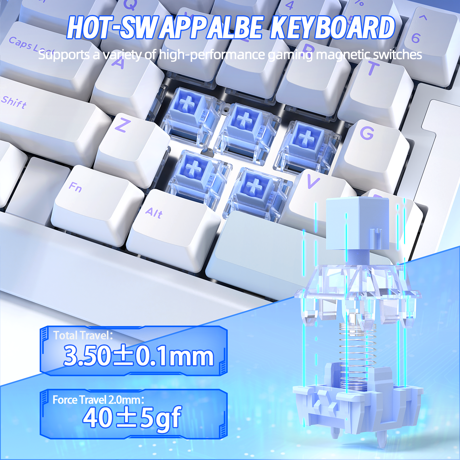 Teclado Gamer com Fio para Uma Mão ATTACK SHARK X AJAZZ AK029