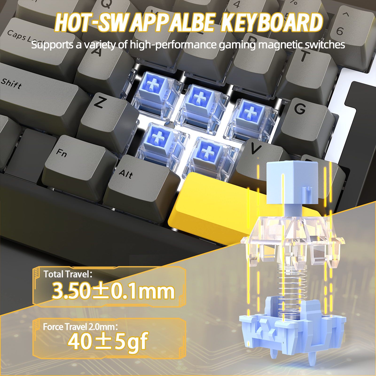 Teclado Gamer com Fio para Uma Mão ATTACK SHARK X AJAZZ AK029