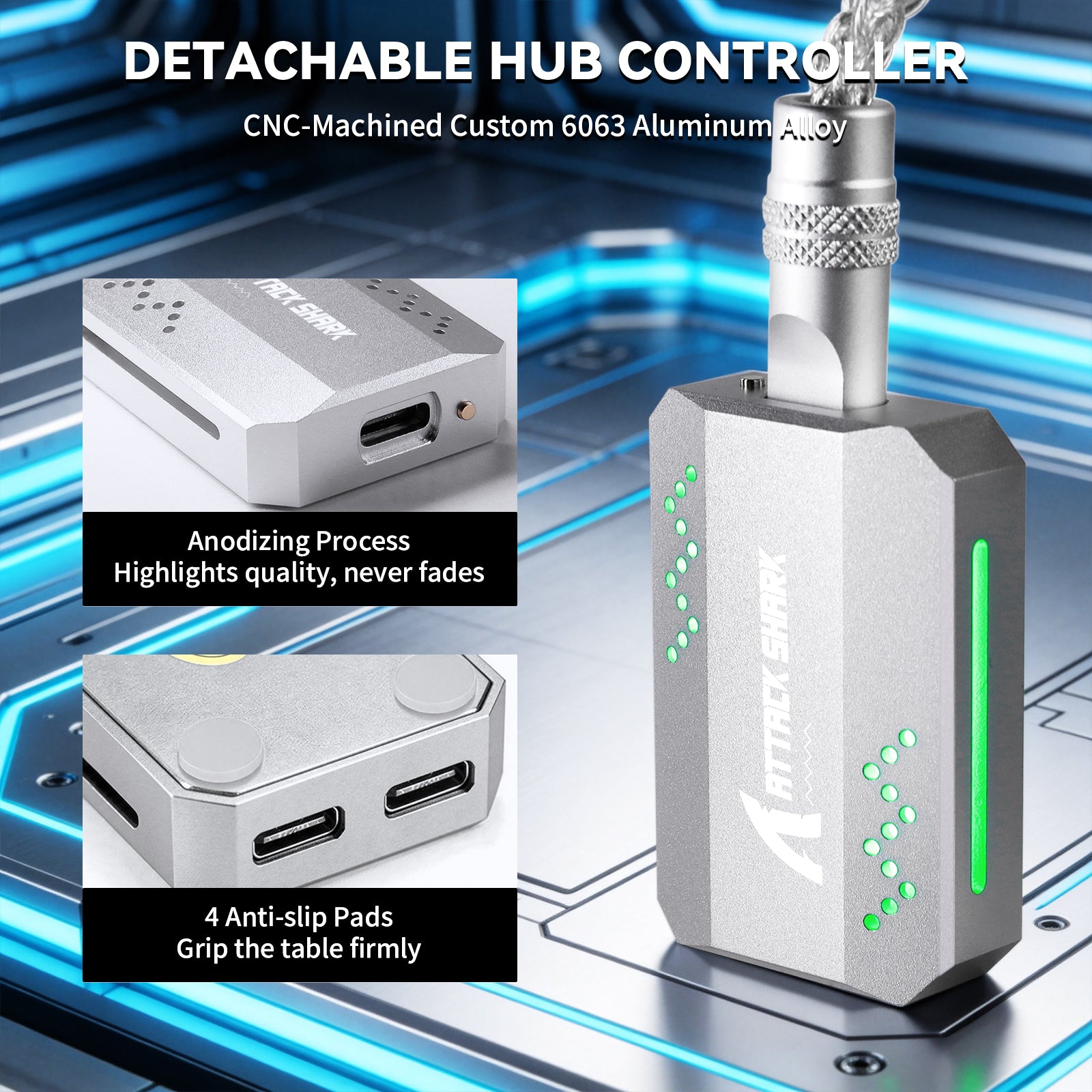 Cabo 2 em 1 Tipo C ATTACK SHARK C07 PRO para Teclado/Mouse Gamer 8KHz