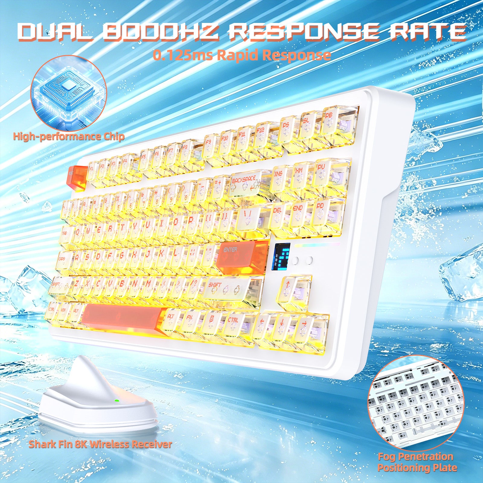 Teclado Gamer Sem Fio ATTACK SHARK X87 ULTRA com Receptor 8KHz e Cabo Enrolado RGB