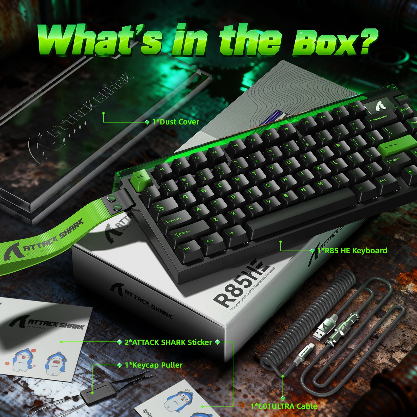 Teclado ATTACK SHARK R85 HE Rapid Trigger com Cabo LED C01ULTRA