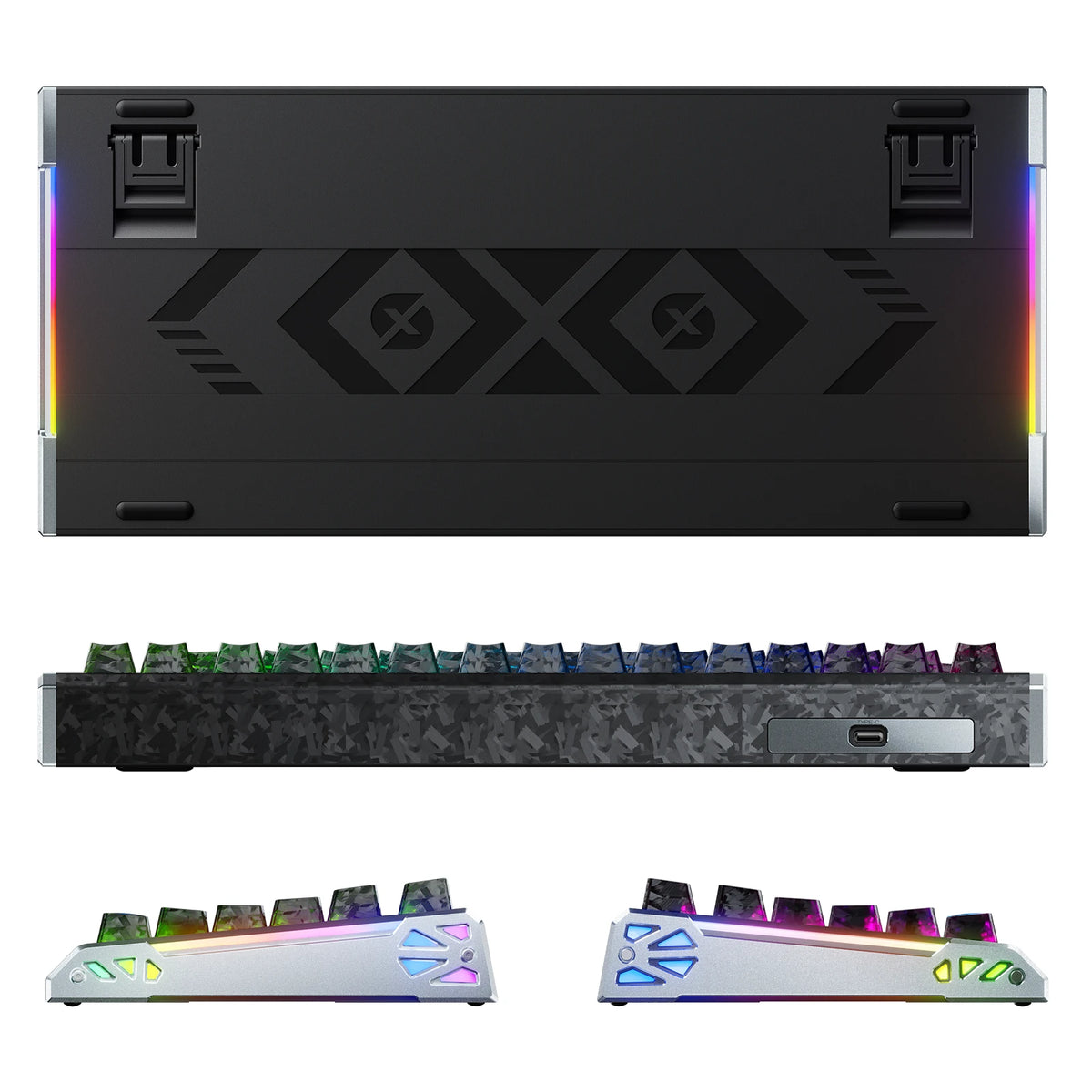 ATTACK SHARK R86 HE Teclado gamer com interruptor magnético de acionamento rápido, fibra de carbono e fio, com cabo espiralado RGB C01 ULTRA
