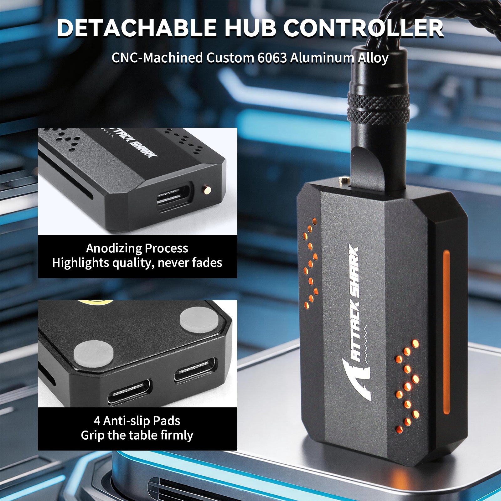 Cabo 2 em 1 Tipo C ATTACK SHARK C07 PRO para Teclado/Mouse Gamer 8KHz
