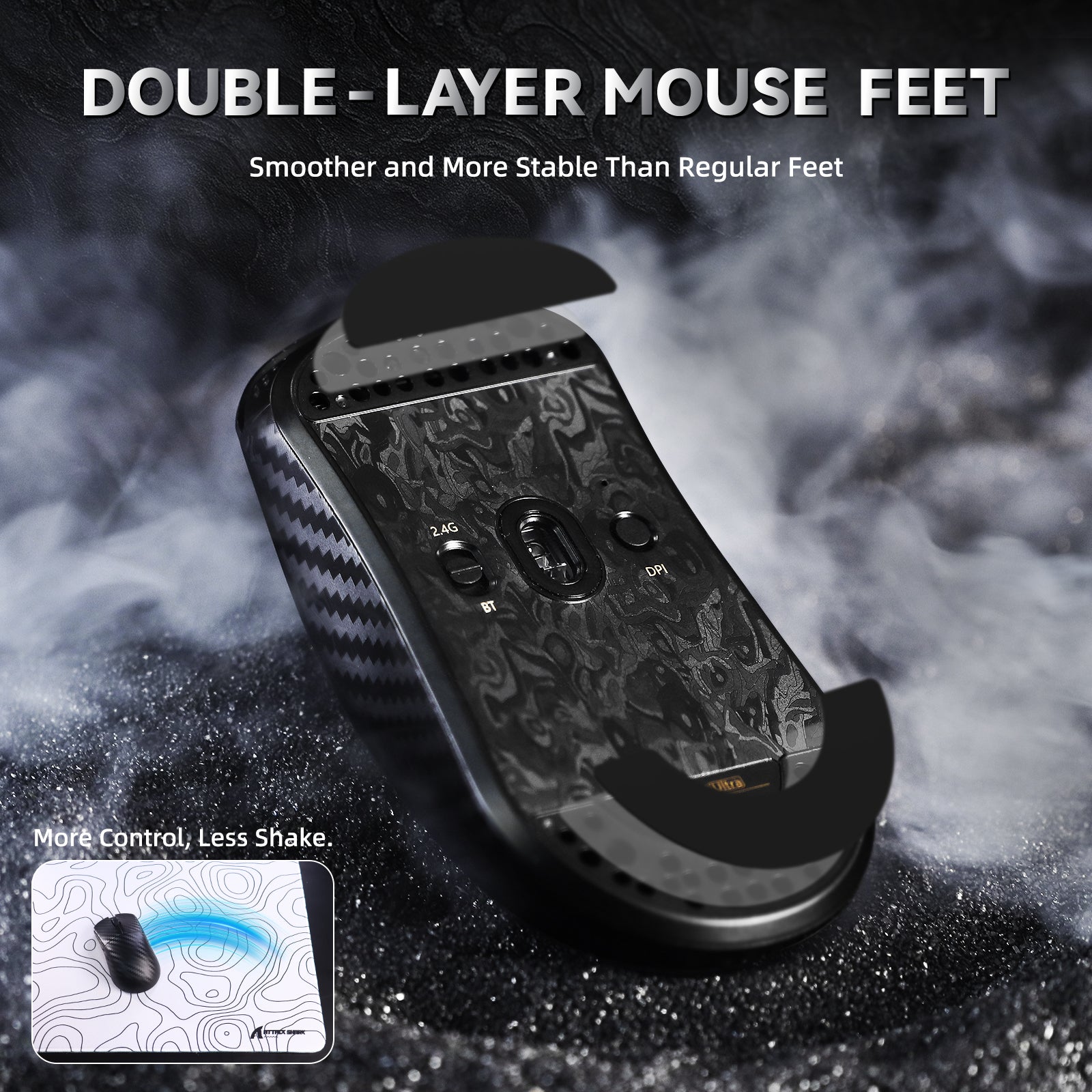 Mouse Gamer Sem Fio ATTACK SHARK R11 ULTRA Fibra de Carbono 8K PAW3950MAX com Cabo LED Ultra C06