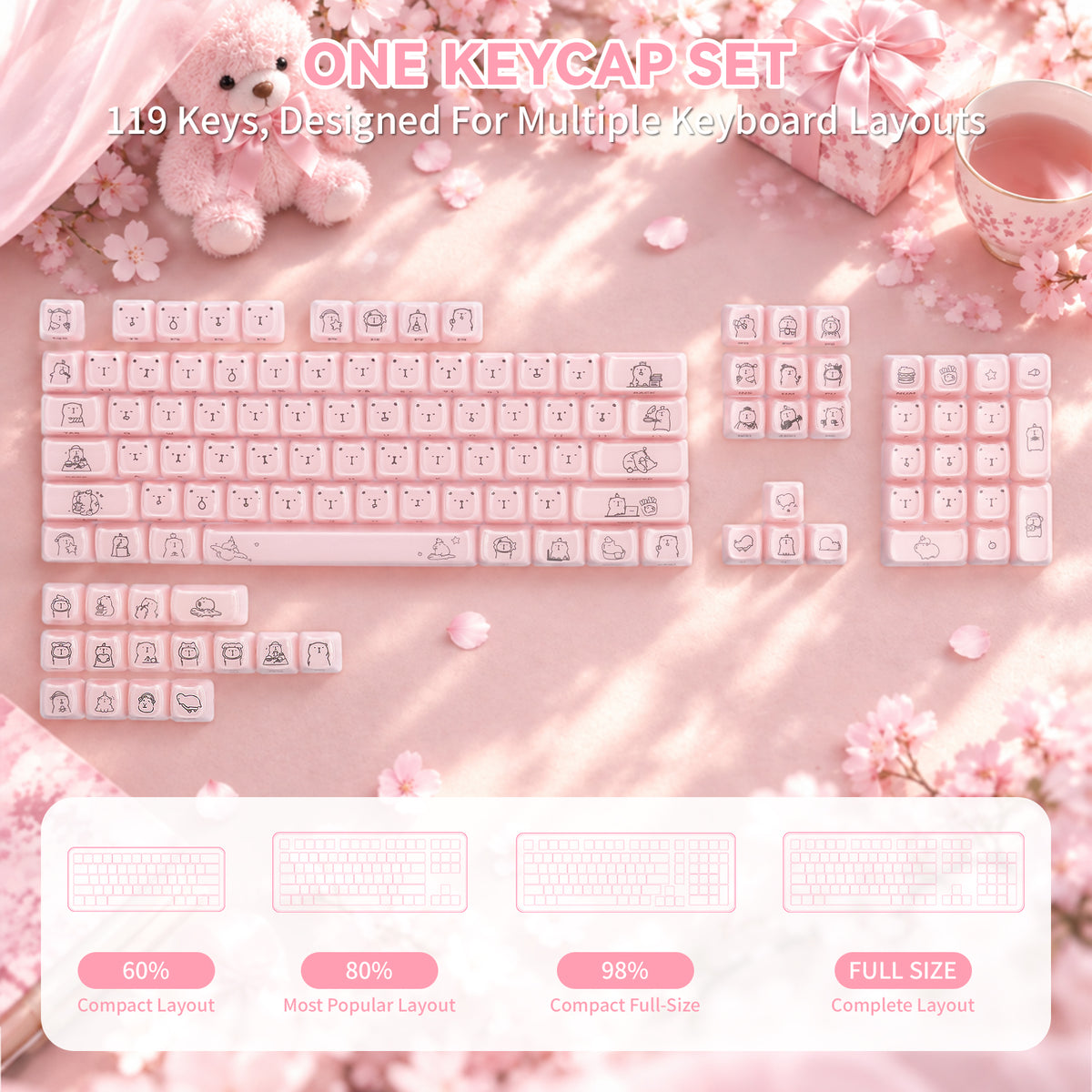 ATTACK SHARK SK05 118/119 teclas, keycaps de PBT, MOA, ANSI