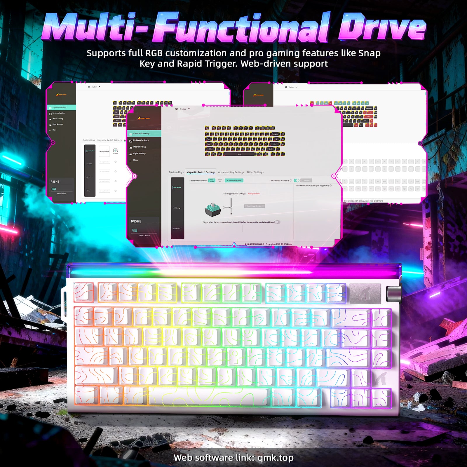 Teclado ATTACK SHARK R85 HE Rapid Trigger com Cabo LED C01ULTRA
