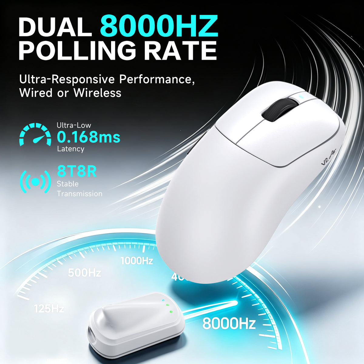 ATTACK SHARK V2 AIR PAW3955MAX Mouse Gamer Sem Fio Ergonômico