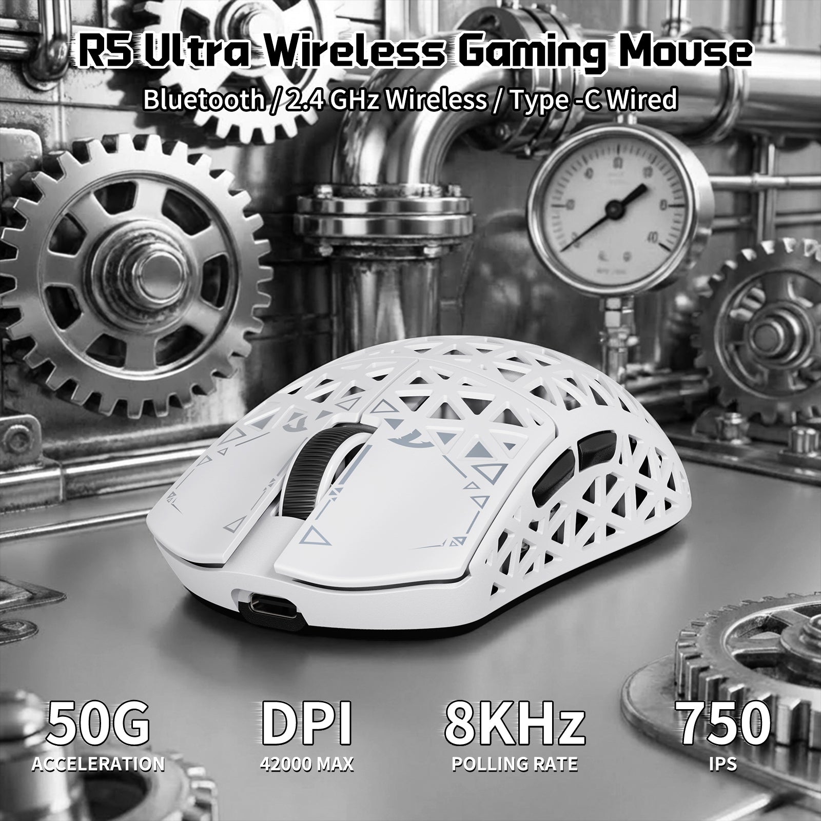 Pacote Gamer ATTACK SHARK R68 HE & R5 ULTRA Fibra de Carbono com Cabo Enrolado C01 ULTRA