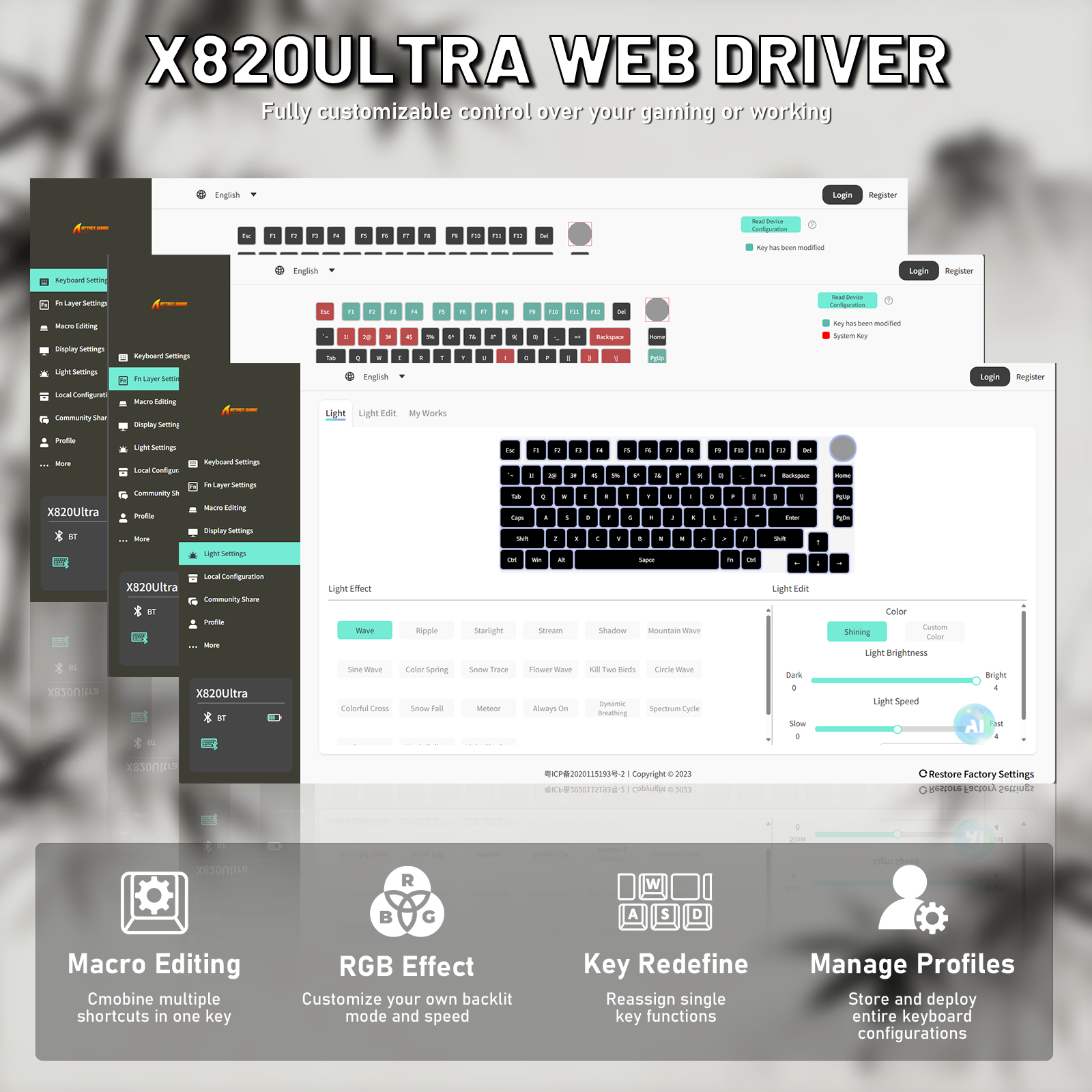 Teclado Mecânico ATTACK SHARK X820ULTRA com Cabo Enrolado C01ULTRA