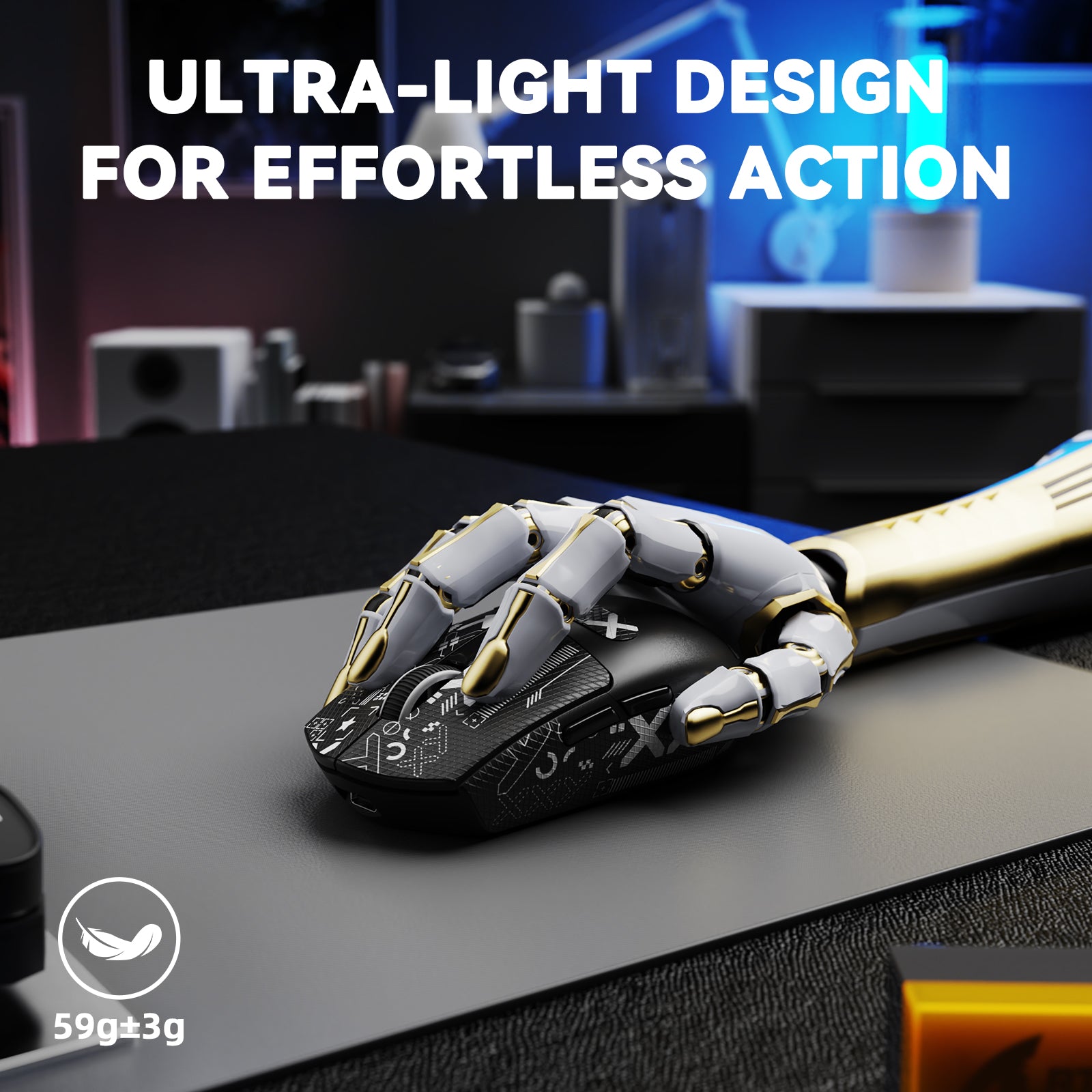 Mouse Gamer Sem Fio ATTACK SHARK G3PRO Tri-mode com Base de Carregamento 25000 DPI Ultraleve