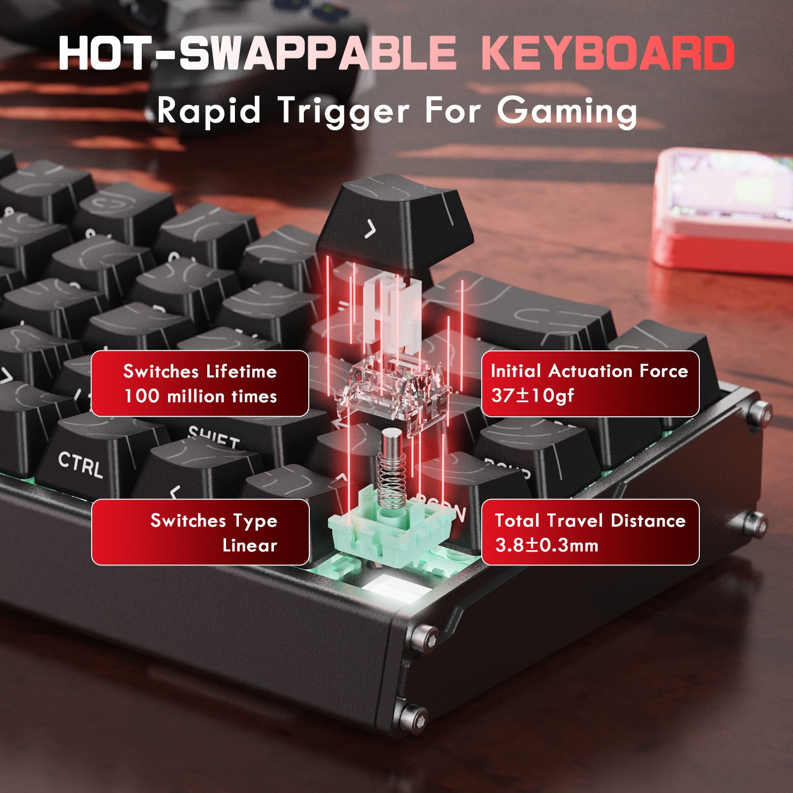 Teclado ATTACK SHARK X68MAX HE Rapid Trigger CNC de Alumínio com Switch Magnético e Cabo Enrolado RGB C01Ultra