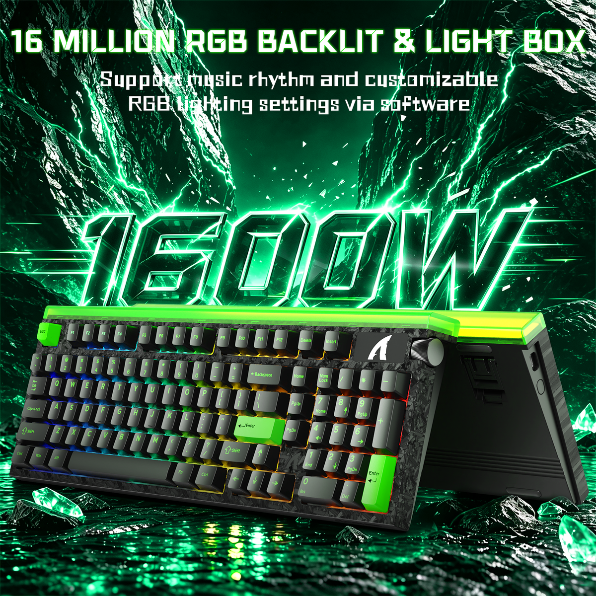Teclado com fio ATTACK SHARK R98 HE Carbon Fiber, gatilho rápido, interruptor magnético, com cabo enrolado C01 Ultra RGB