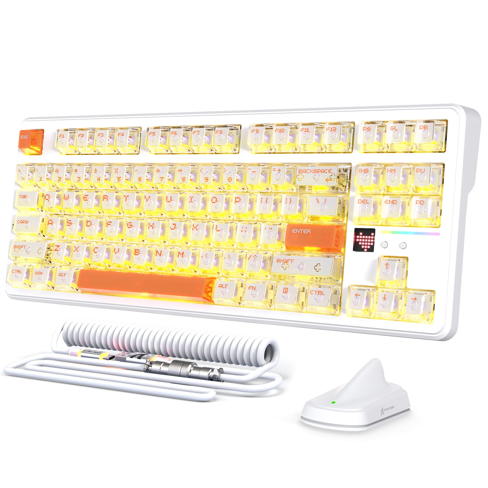 Teclado Gamer Sem Fio ATTACK SHARK X87 ULTRA com Receptor 8KHz e Cabo Enrolado RGB