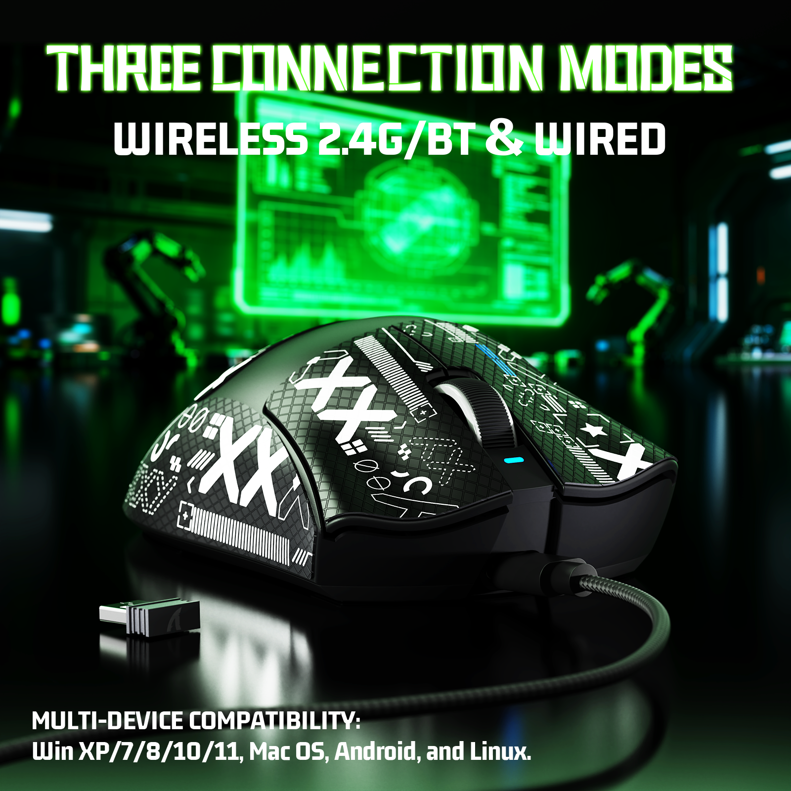 Mouse Gamer Tri-modo Ultra-Leve ATTACK SHARK V3