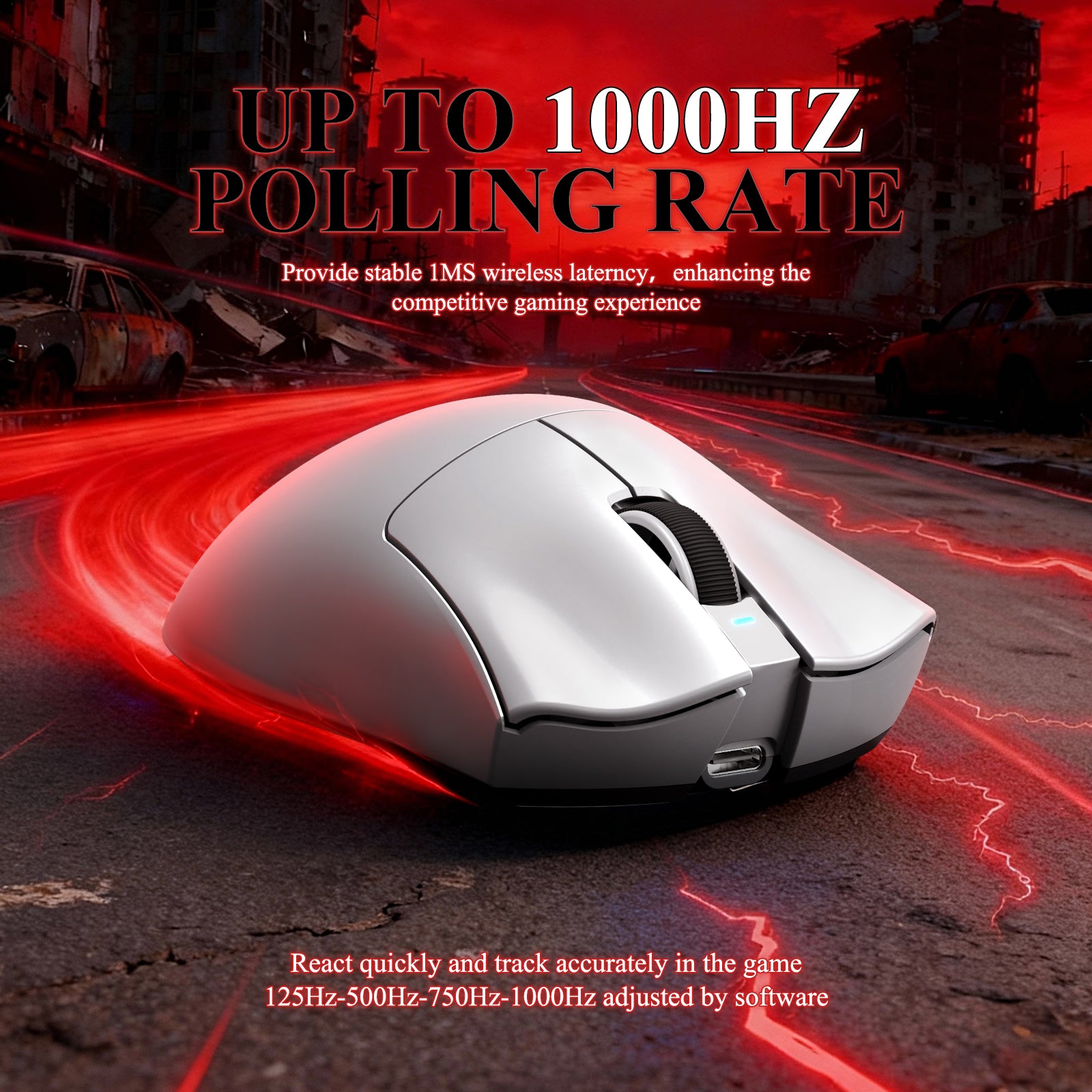 Mouse Gamer Tri-modo Ultra-Leve ATTACK SHARK V3PRO com Dock de Carregamento